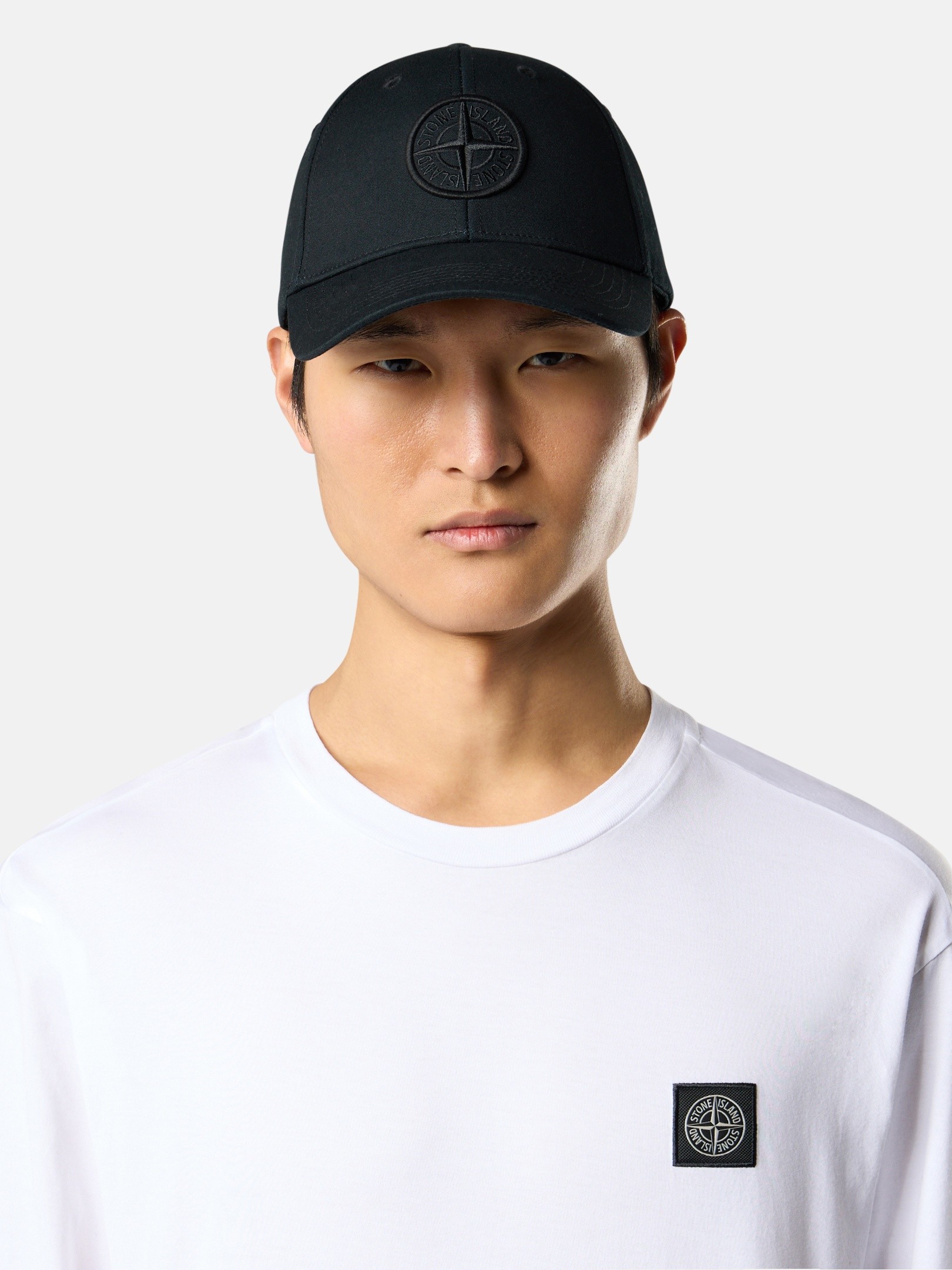 ホワイト スリムフィット ロングスリーブ Tシャツ Compassパッチ 