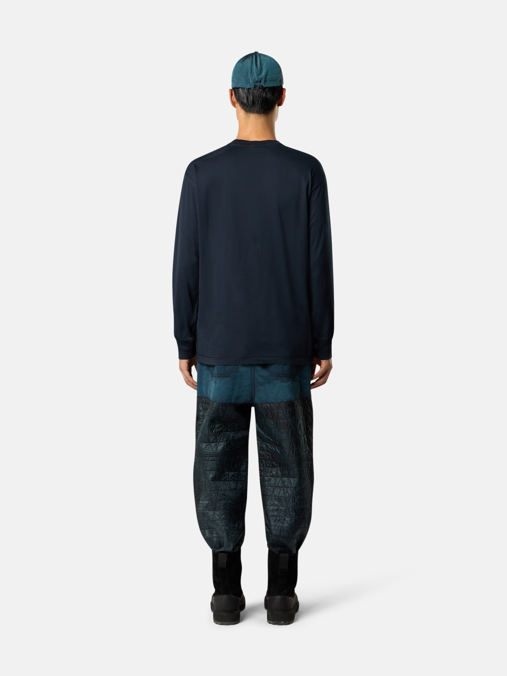 Navy Blue Slim-fit long-sleeve T-shirt with Compass patch 2100031 