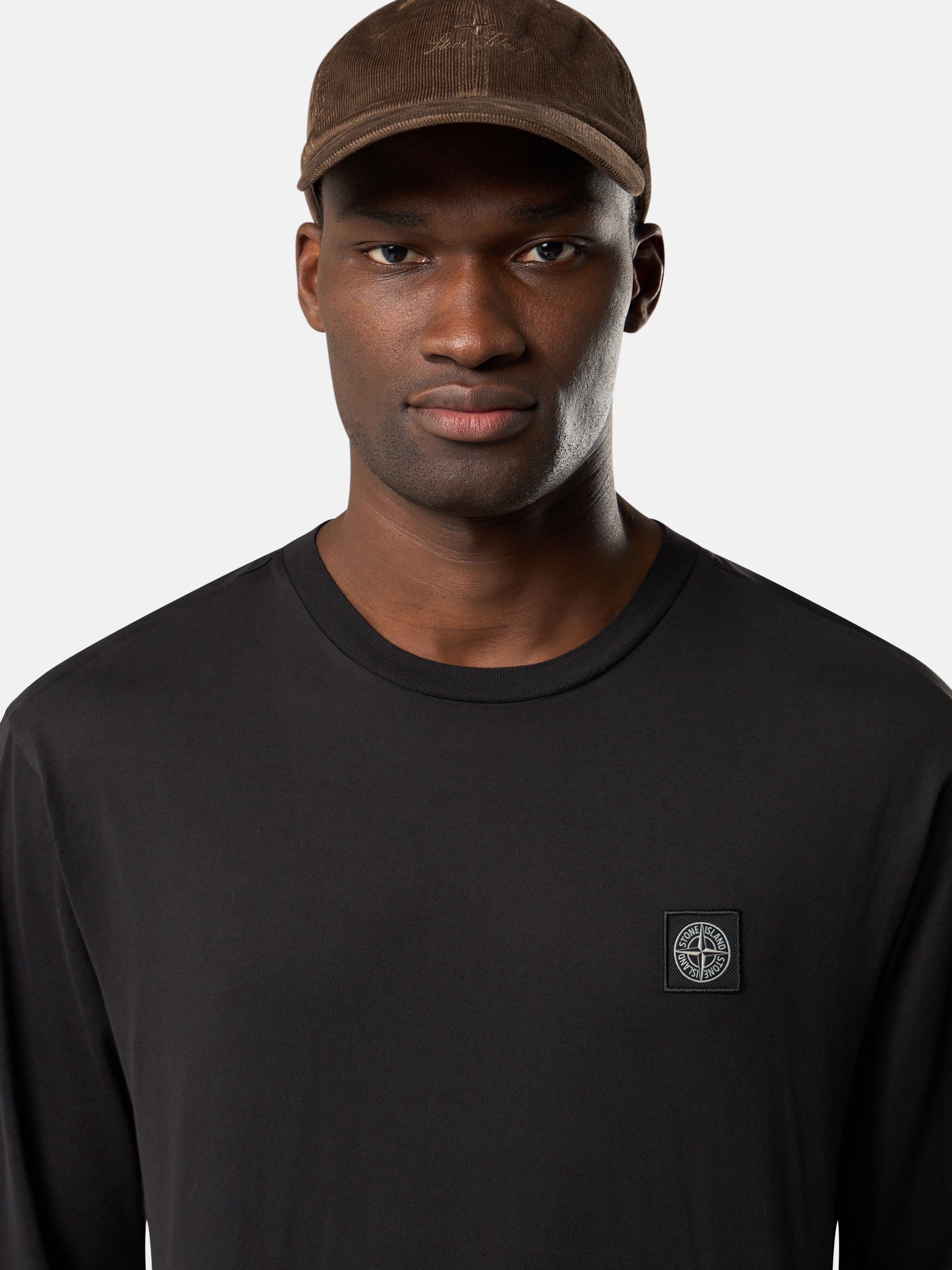 ブラック スリムフィット ロングスリーブ Tシャツ Compassパッチ