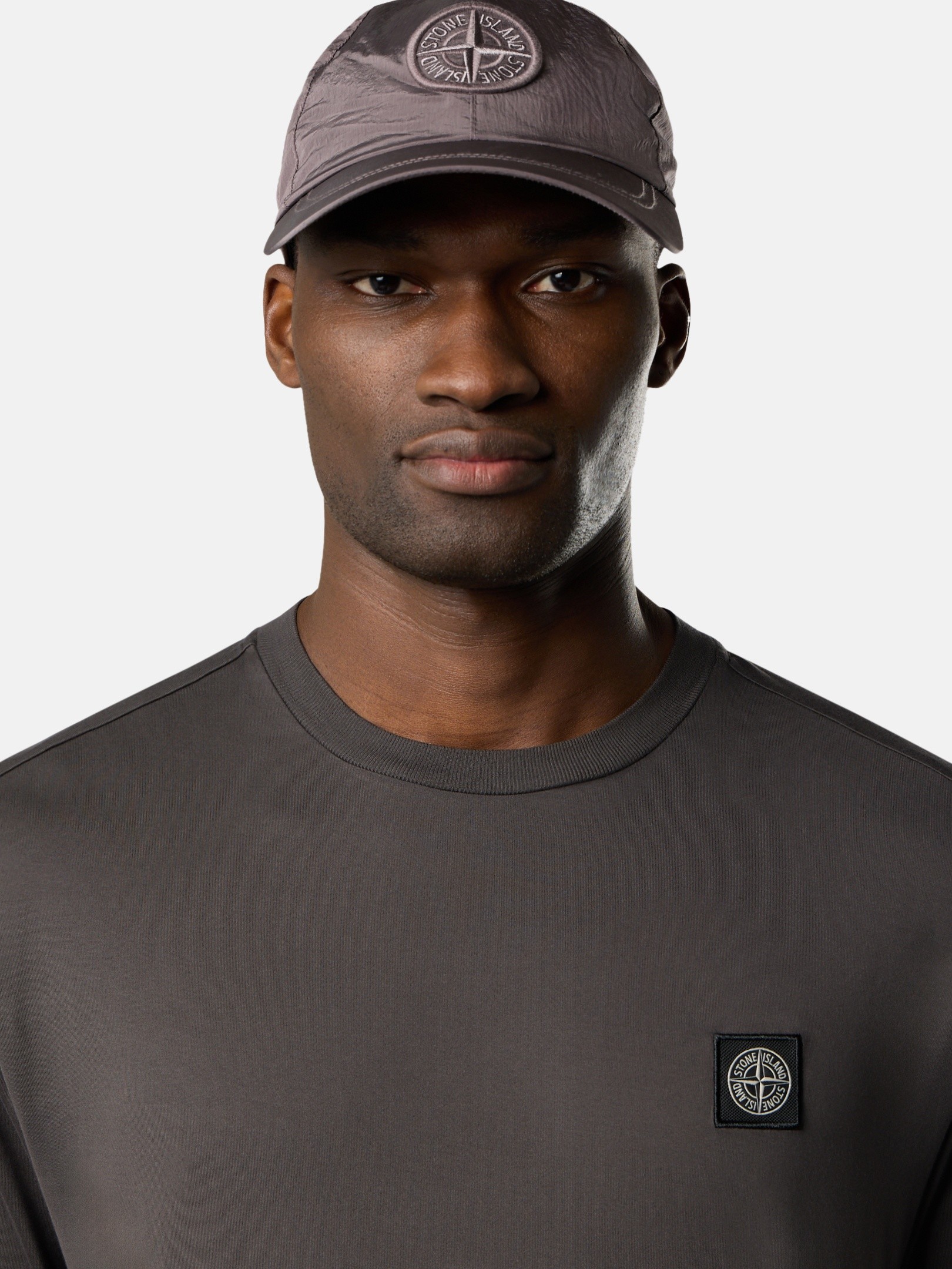 Charcoal Grey Slim-fit long-sleeve T-shirt with Compass patch
