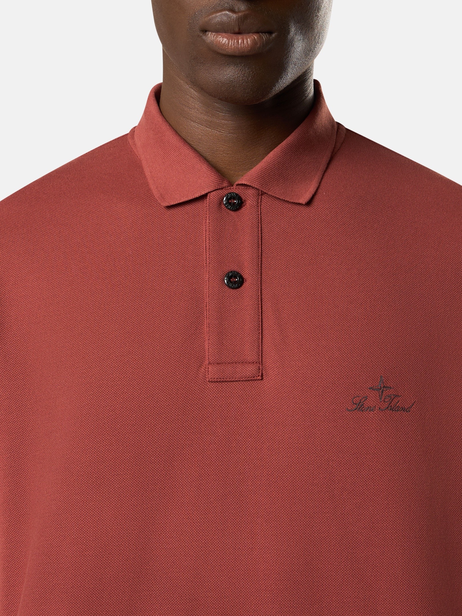 Brick Red Regular-fit short-sleeve polo with logo embroidery