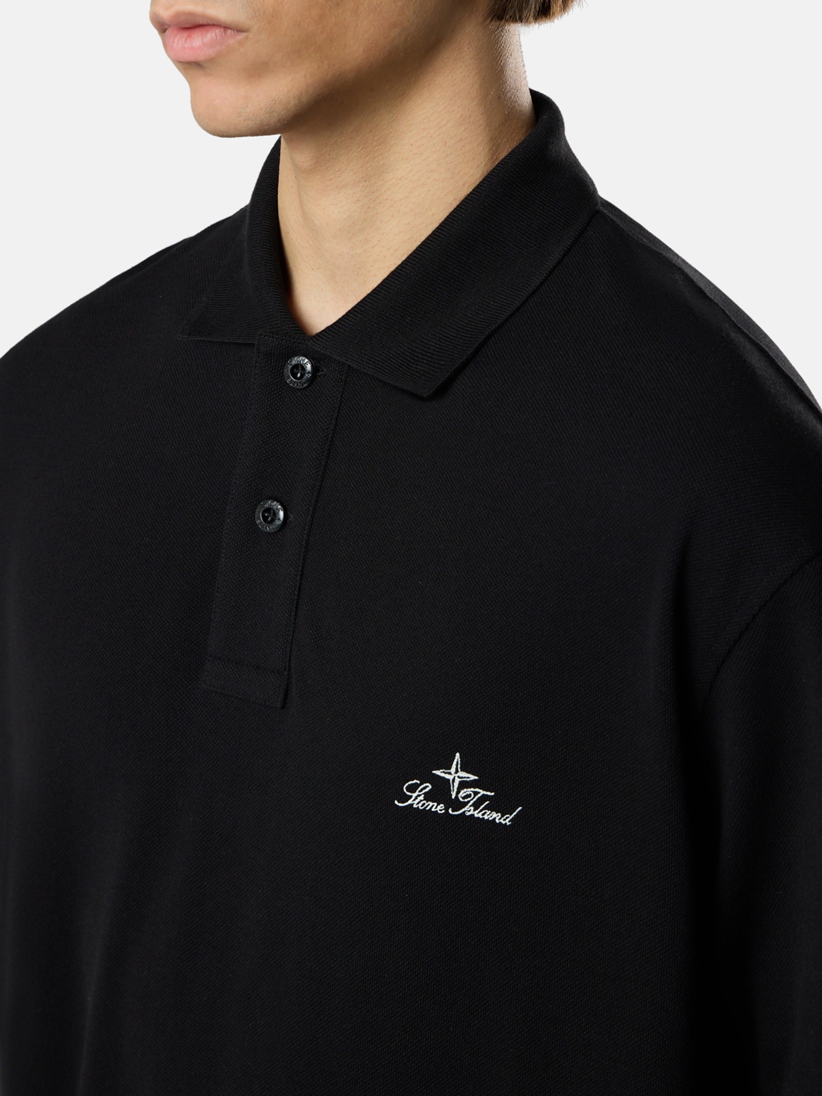 Black Regular-fit short-sleeve polo with logo embroidery 2200001