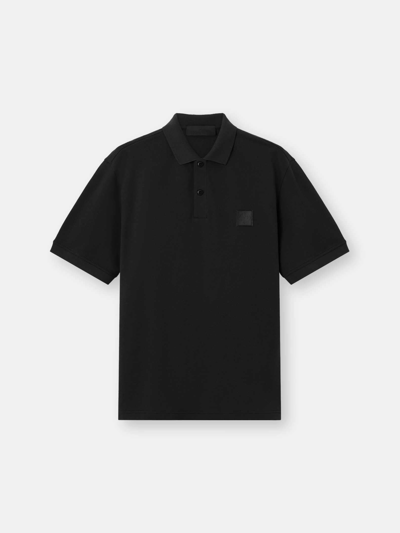 Black Regular-fit short-sleeve polo with tonal Compass patch