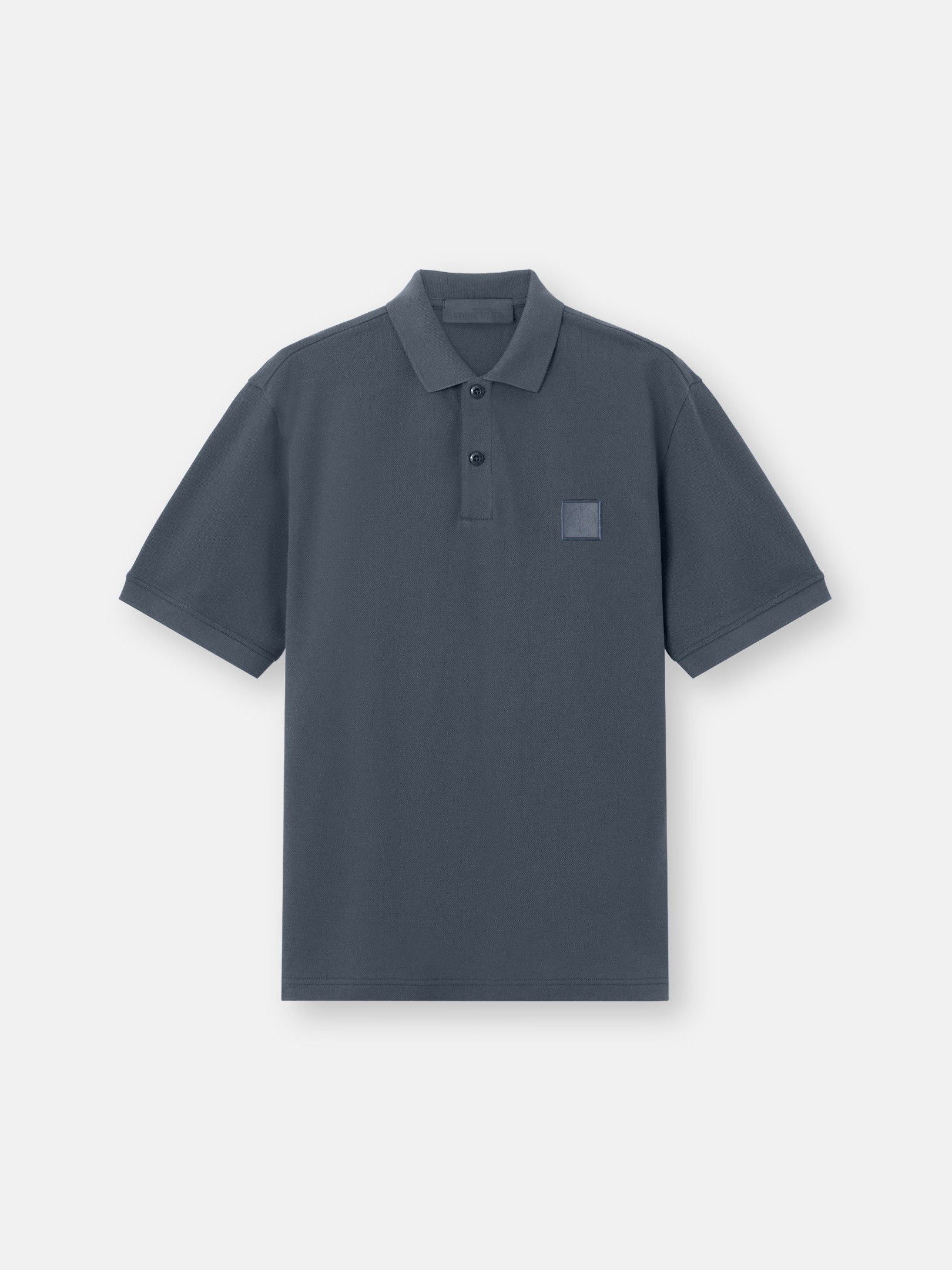 Slate Blue Regular-fit short-sleeve polo with tonal Compass patch