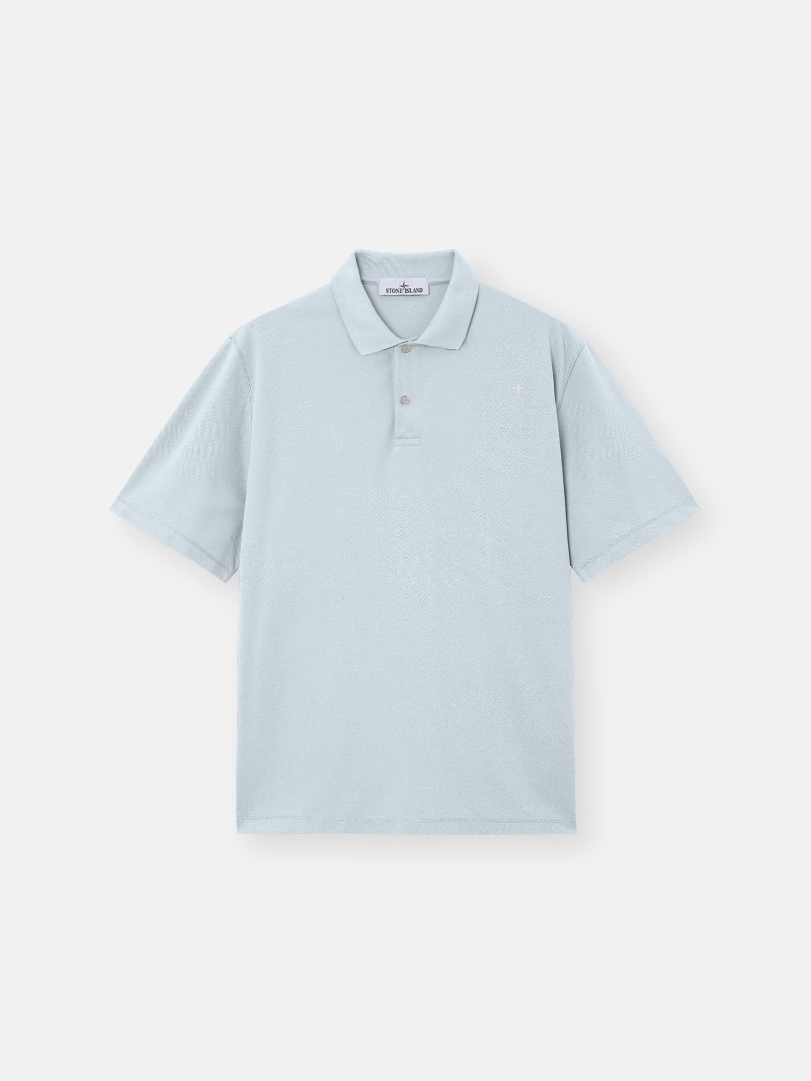 Ash Blue Regular-fit short-sleeve polo with snap fastening 2200003