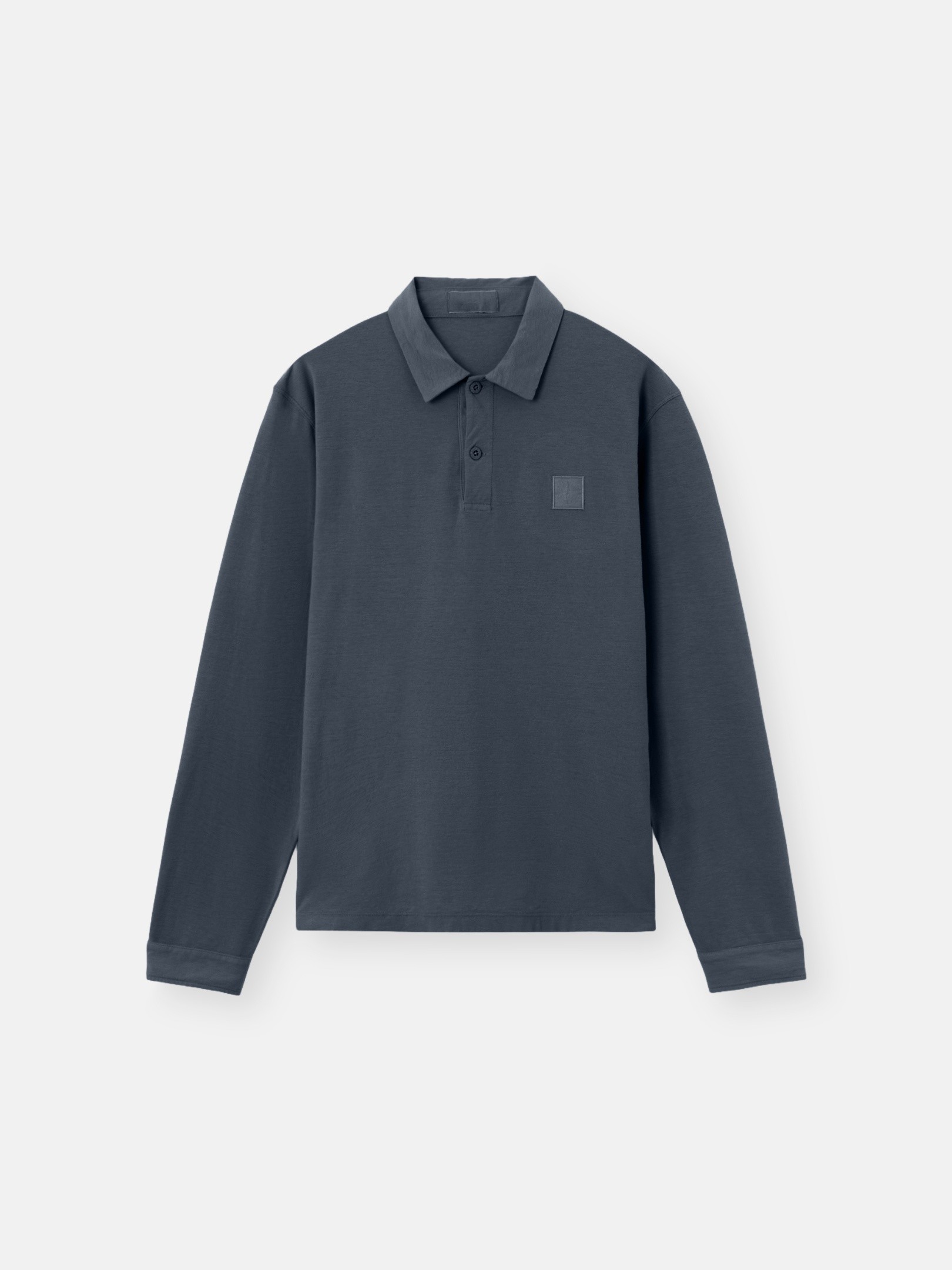 Slate Blue Slim-fit long-sleeve polo shirt with tonal Compass