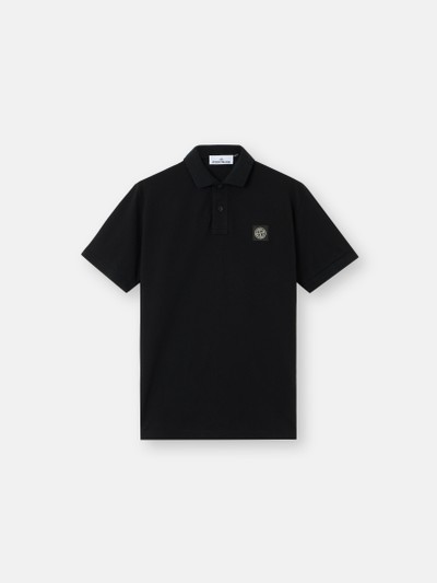Black Slim-fit short-sleeve polo with Compass patch 2200008