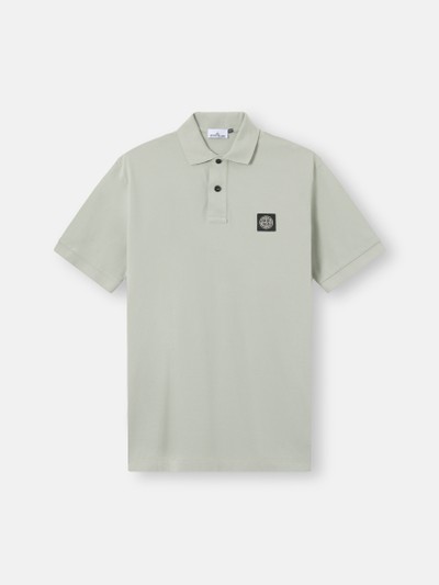 Sage Green Slim-fit short-sleeve polo with Compass patch 2200008