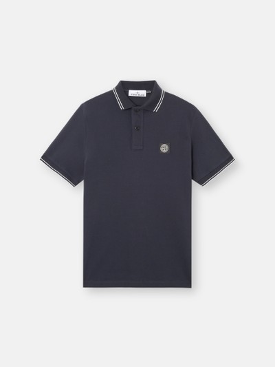 Navy Blue Slim-fit short-sleeve polo with Compass patch 2200010