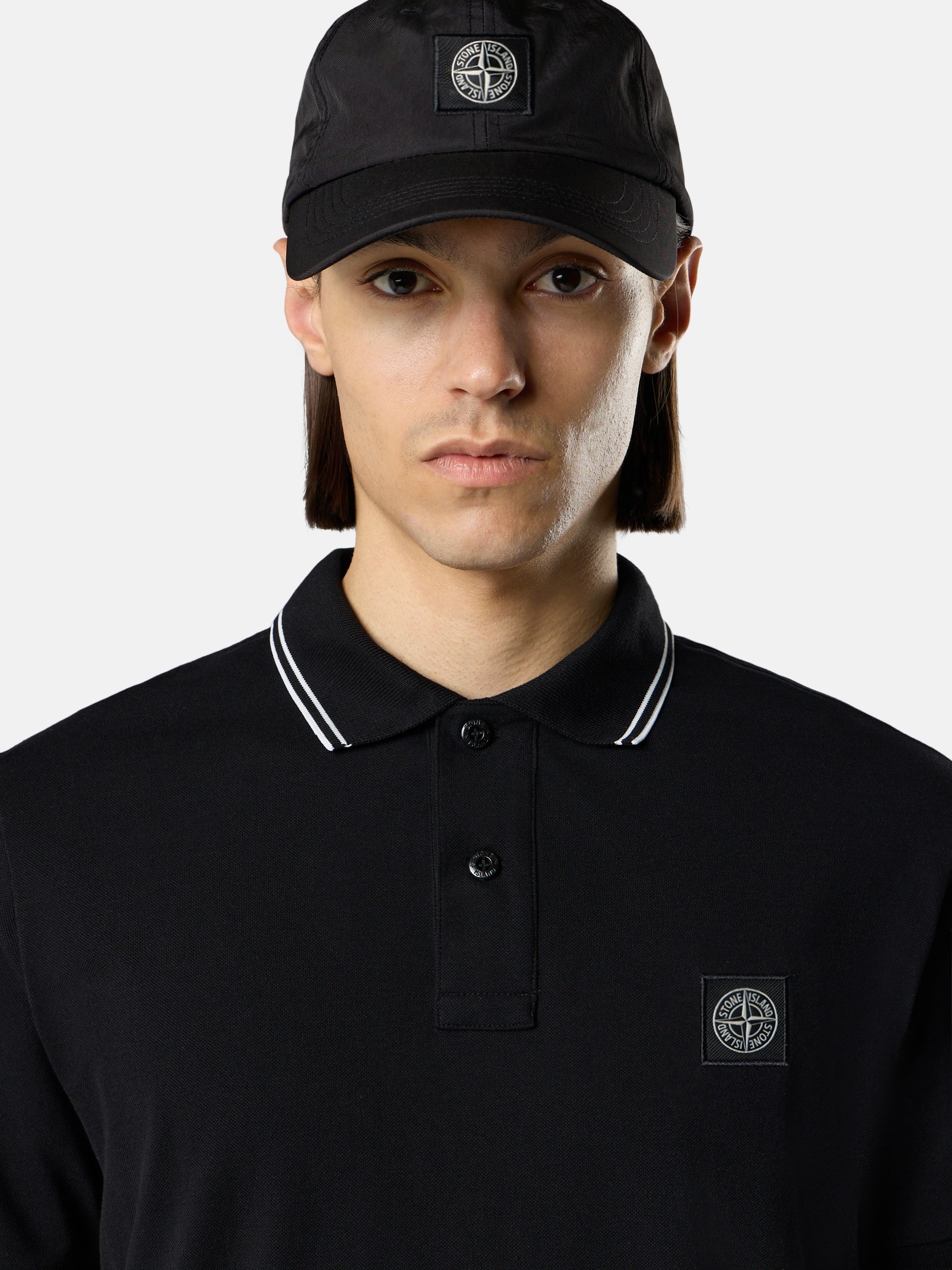 STONE  ブラックポロシャツ スリムフィット 良品】STONE ISLAND ブラック ポロシャツ スリムフィット L - メルカリ