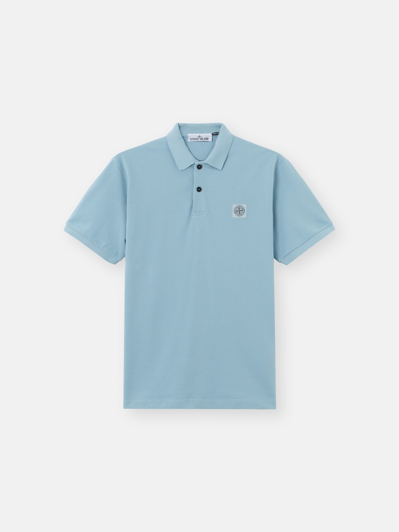 Dust Blue Regular-fit short-sleeve polo with Compass patch 2200011