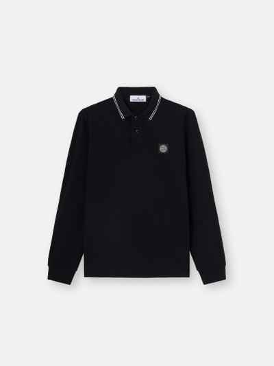 STONE  ブラックポロシャツ スリムフィット 良品】STONE ISLAND ブラック ポロシャツ スリムフィット L - メルカリ