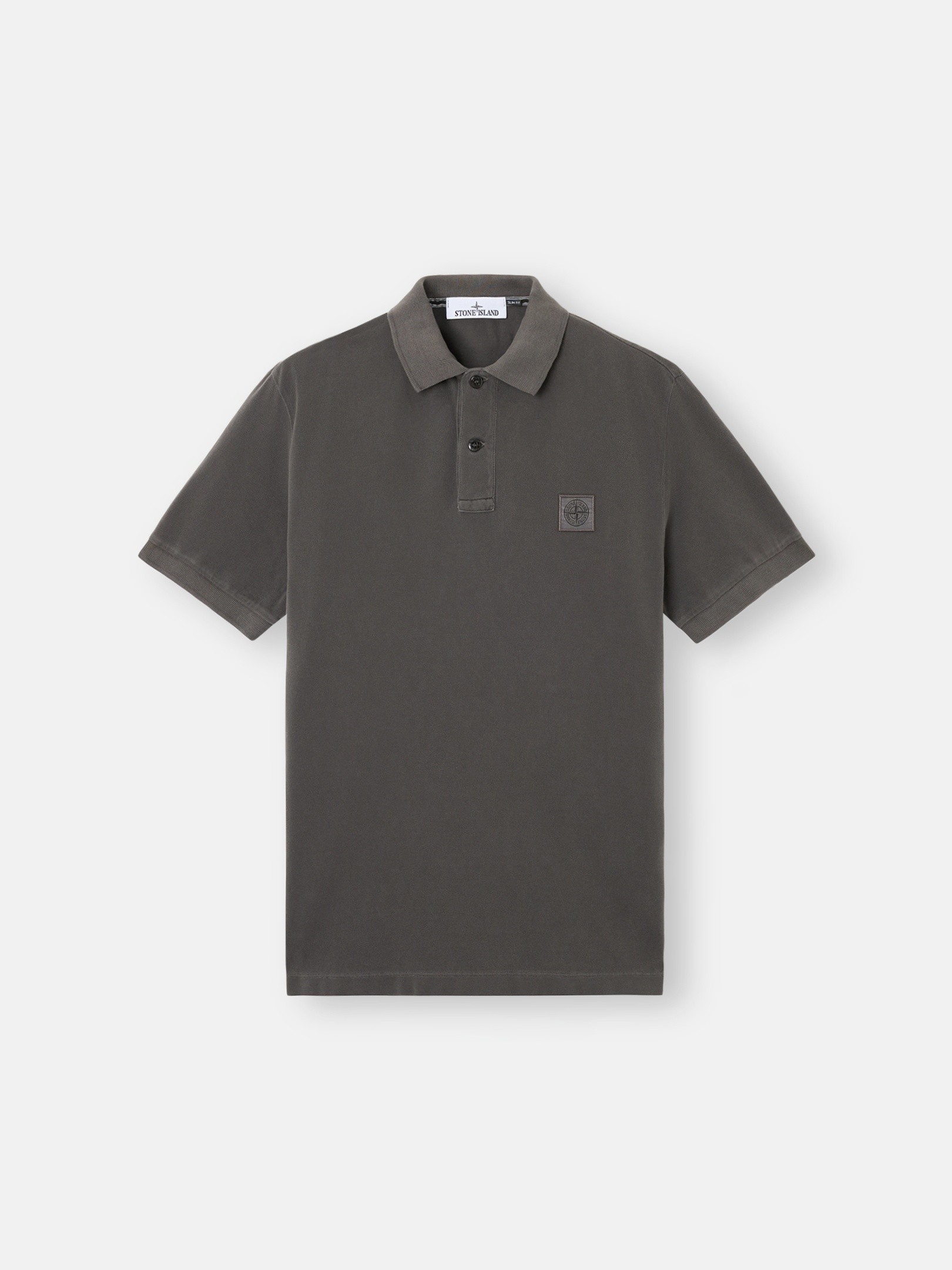 Charcoal Grey Slim-fit short-sleeve polo with Compass patch