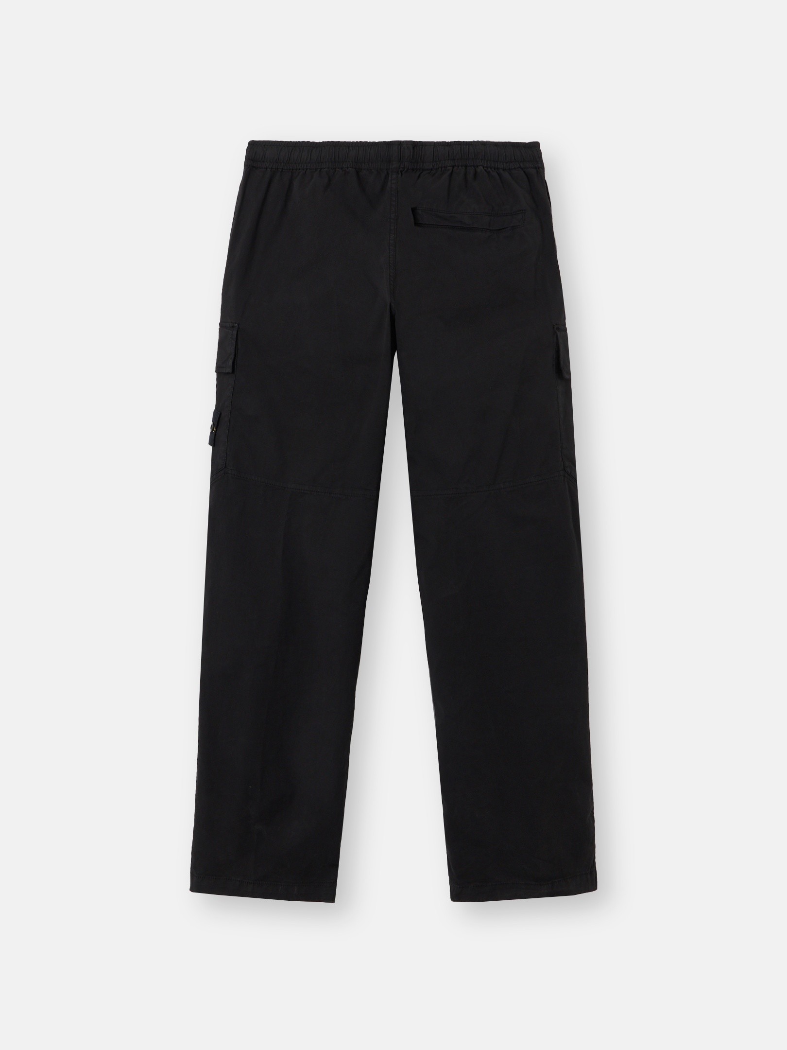 ブラック リラックスフィット カーゴパンツ 伸縮性ウエストバンド