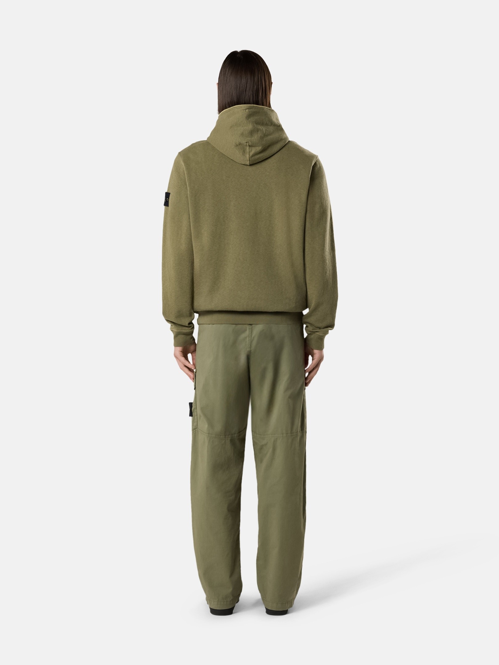 Military Green Loose-fit cargo pants with elasticated waistband
