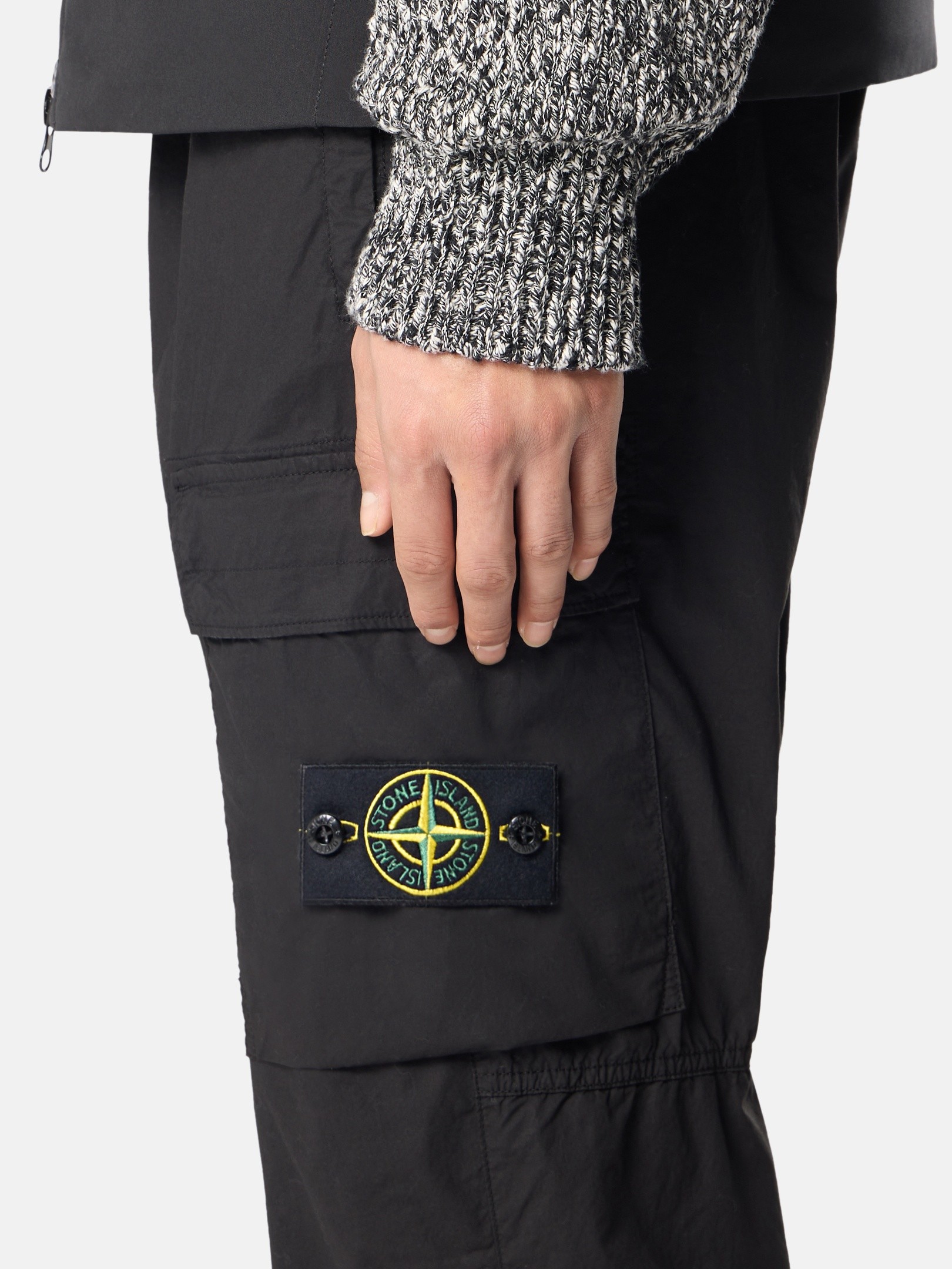 Black Regular-tapered-fit cargo pants with elasticated waistband