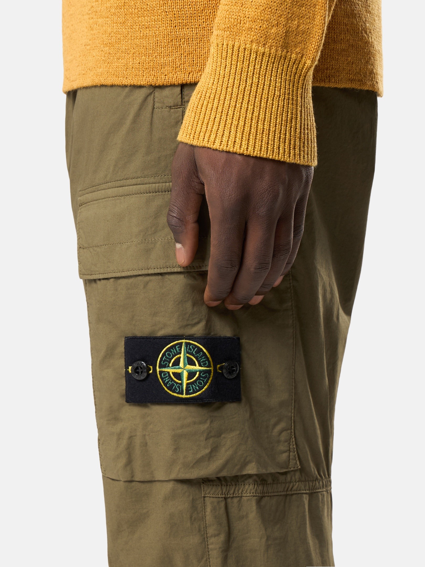 Military Green Regular-tapered-fit cargo pants with elasticated