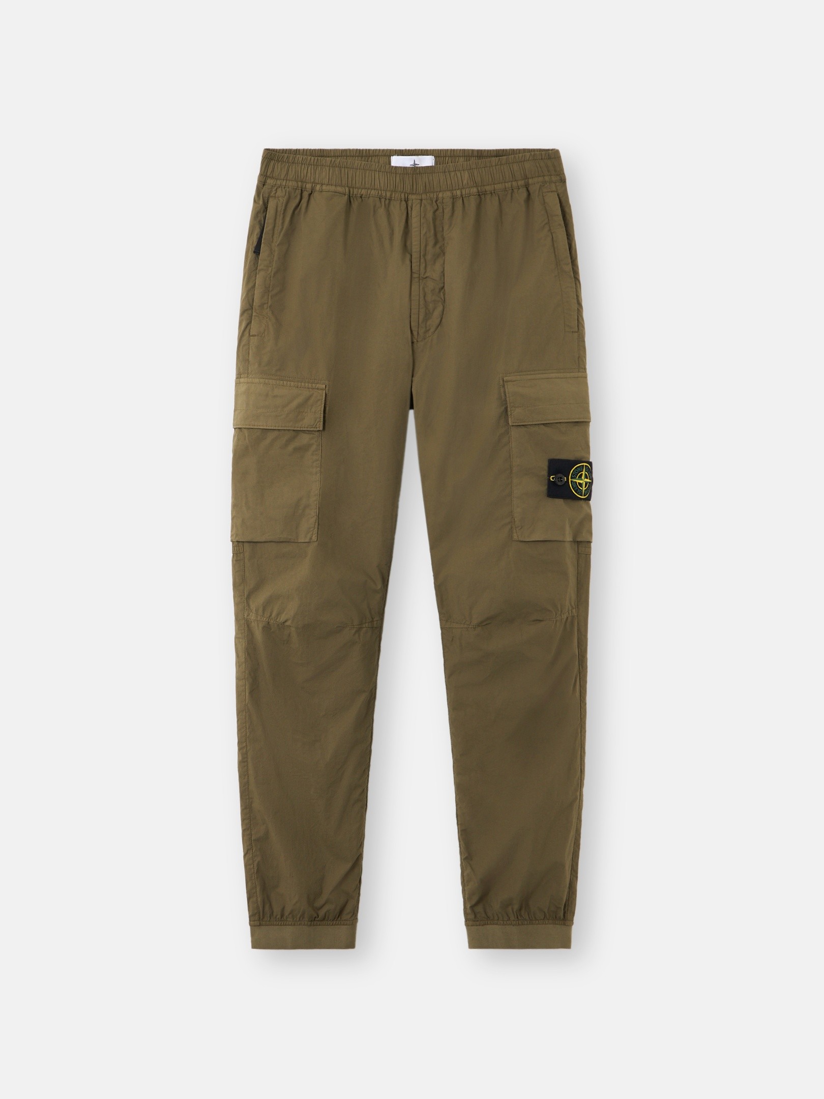 Military Green Regular-tapered-fit cargo pants with elasticated