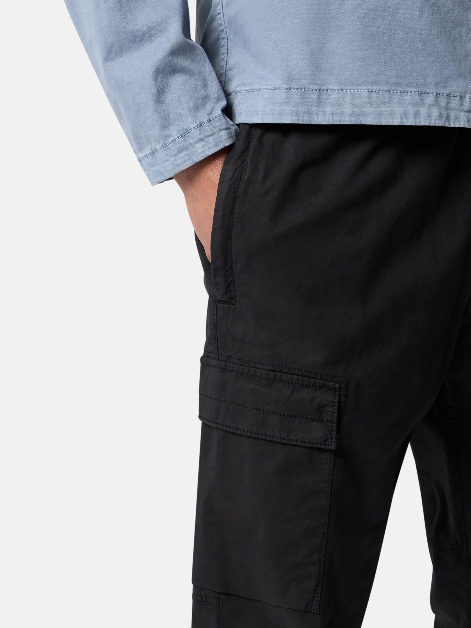 Black Regular-tapered-fit cargo pants with drawstring waistband