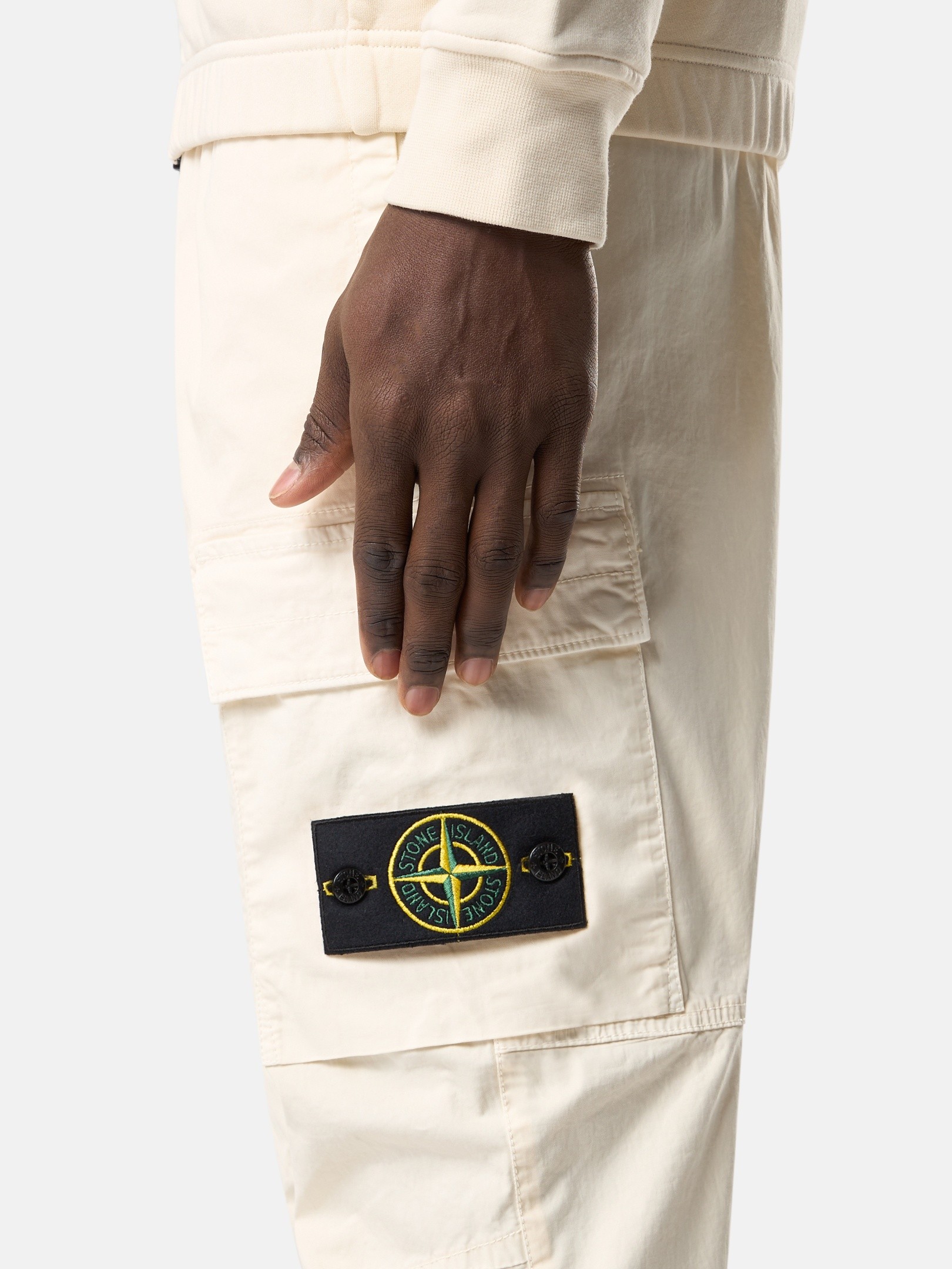 Ivory Regular-tapered-fit cargo pants with drawstring waistband