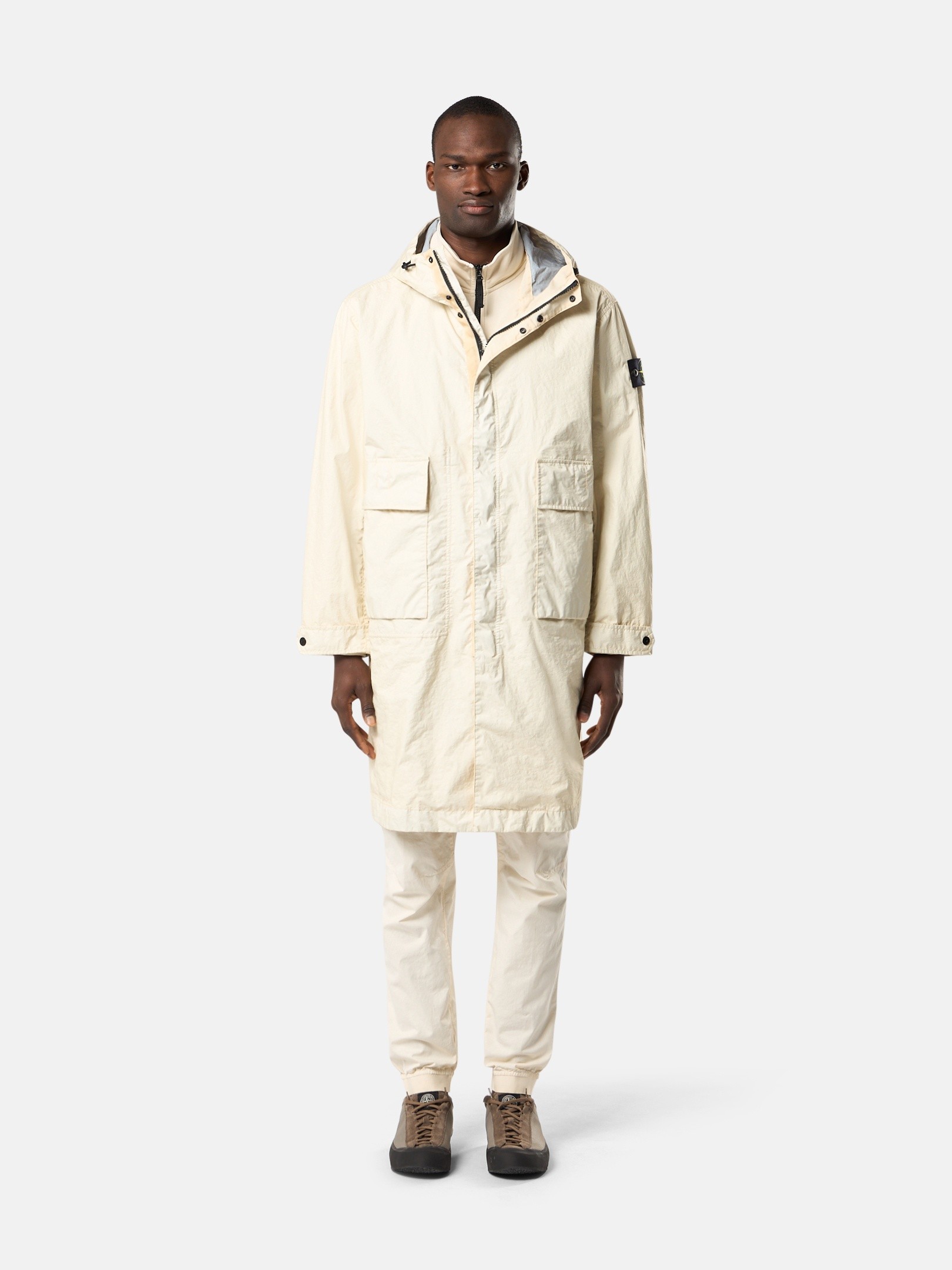 Ivory Regular-tapered-fit cargo pants with drawstring waistband