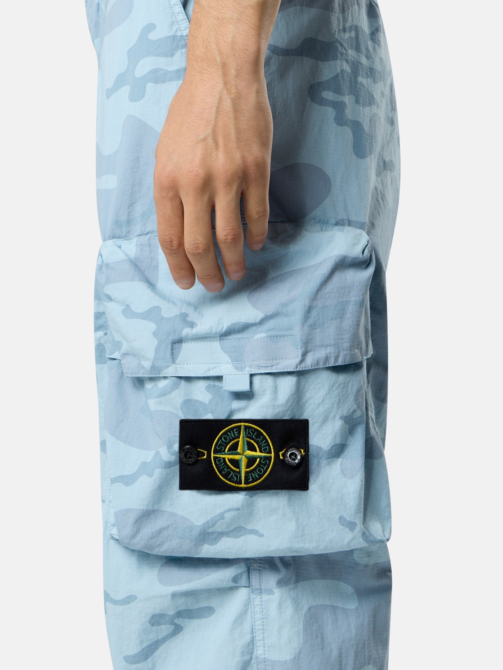 Dust Blue Loose-fit cargo pants with adjustable waistband 3100036