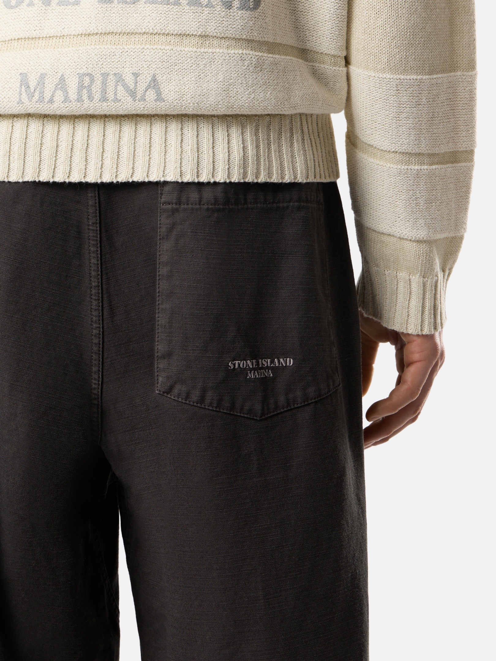 Lead Grey Loose-fit cargo pants with Stone Island Marina