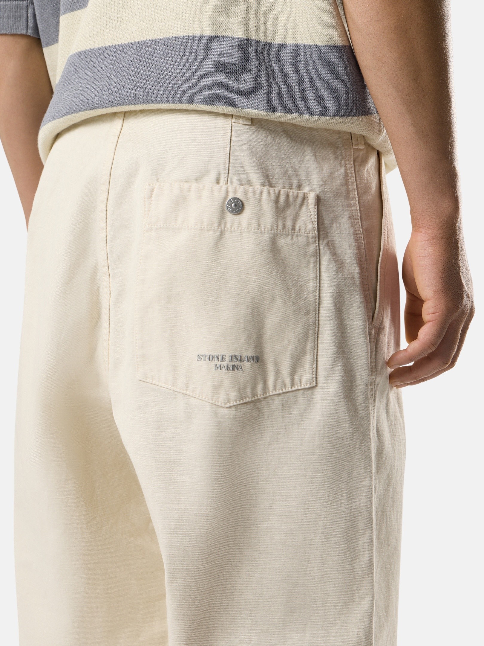 Ivory Loose-fit cargo pants with Stone Island Marina Ivory Loose-fit cargo pants with Stone Island Marina