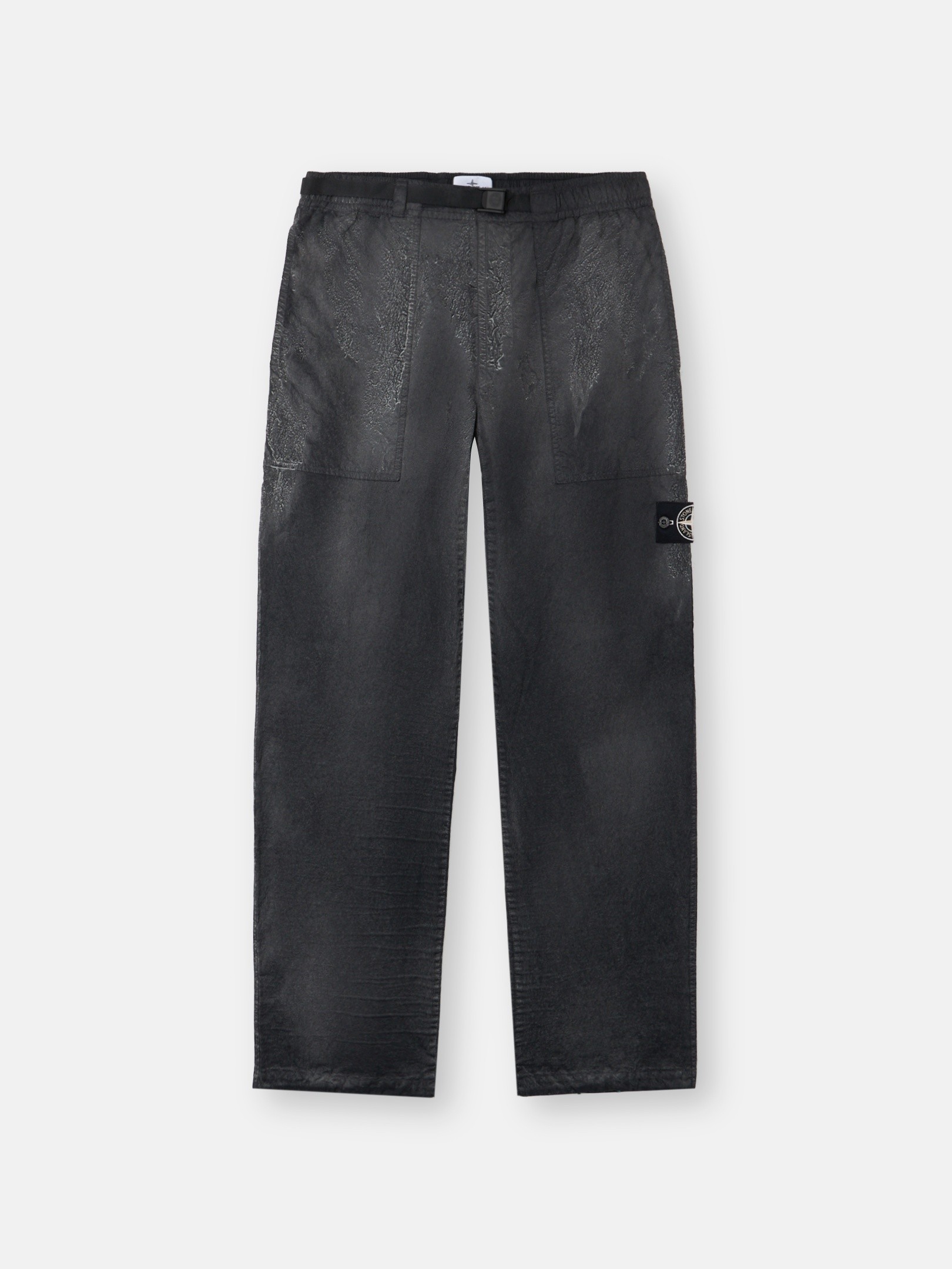 パンツ STONE  old dye treatment pants Black Loose-fit fatigue pants with anti-drop 3100040 DENSE NYLON