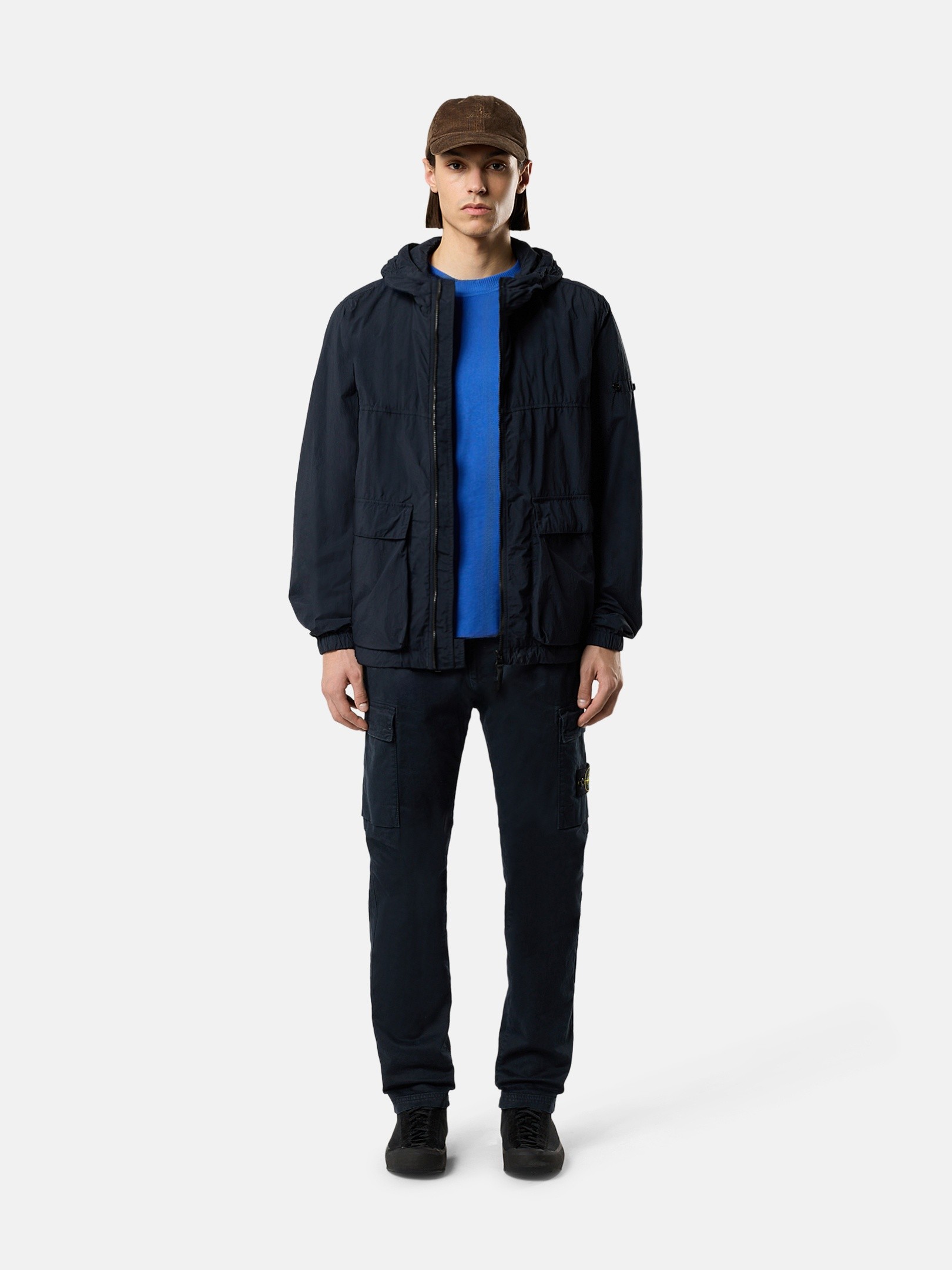 Navy Blue Regular-tapered-fit cargo trousers with zip pockets
