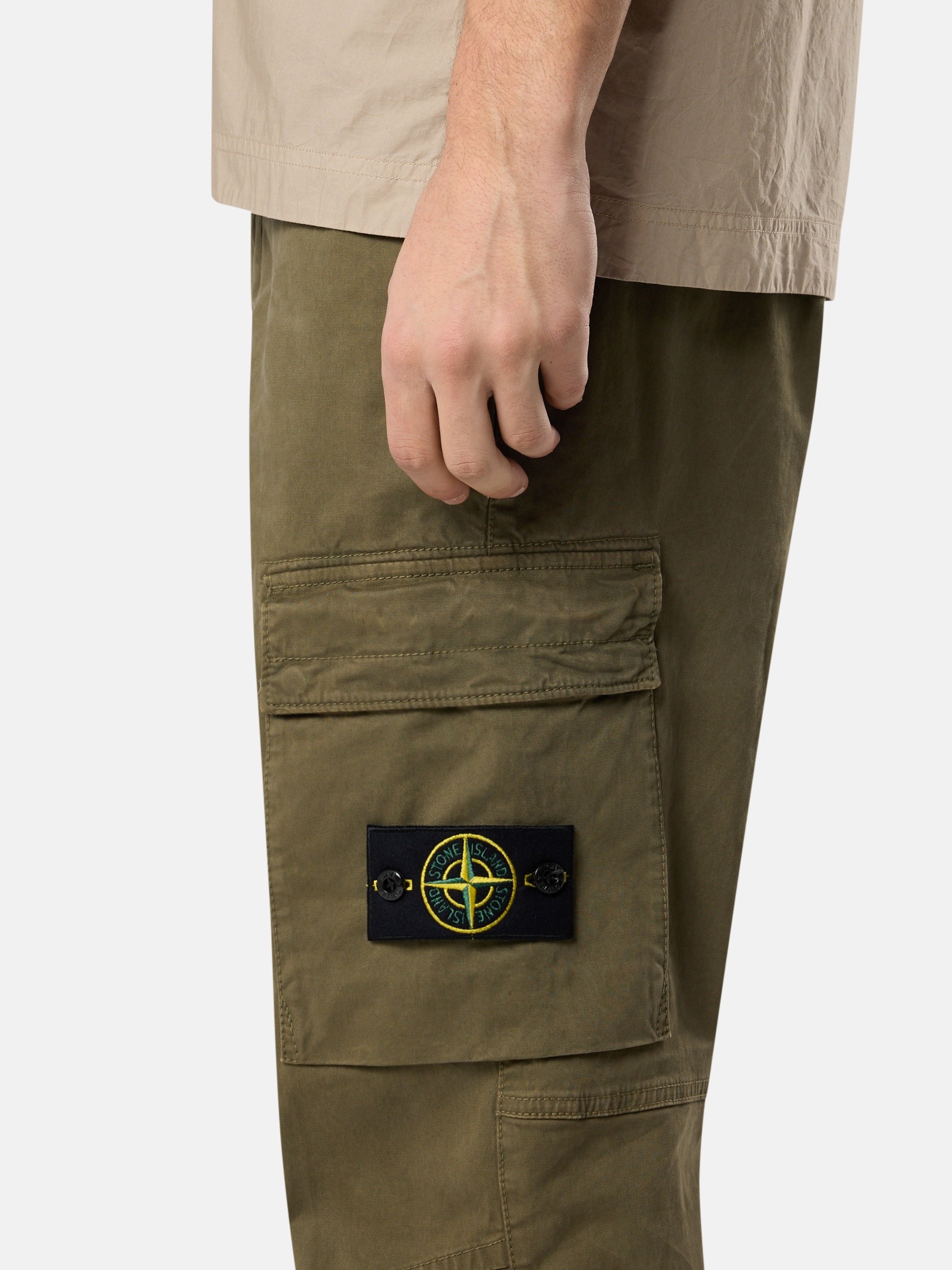 Military Green Regular-tapered-fit cargo pants with zipper pockets