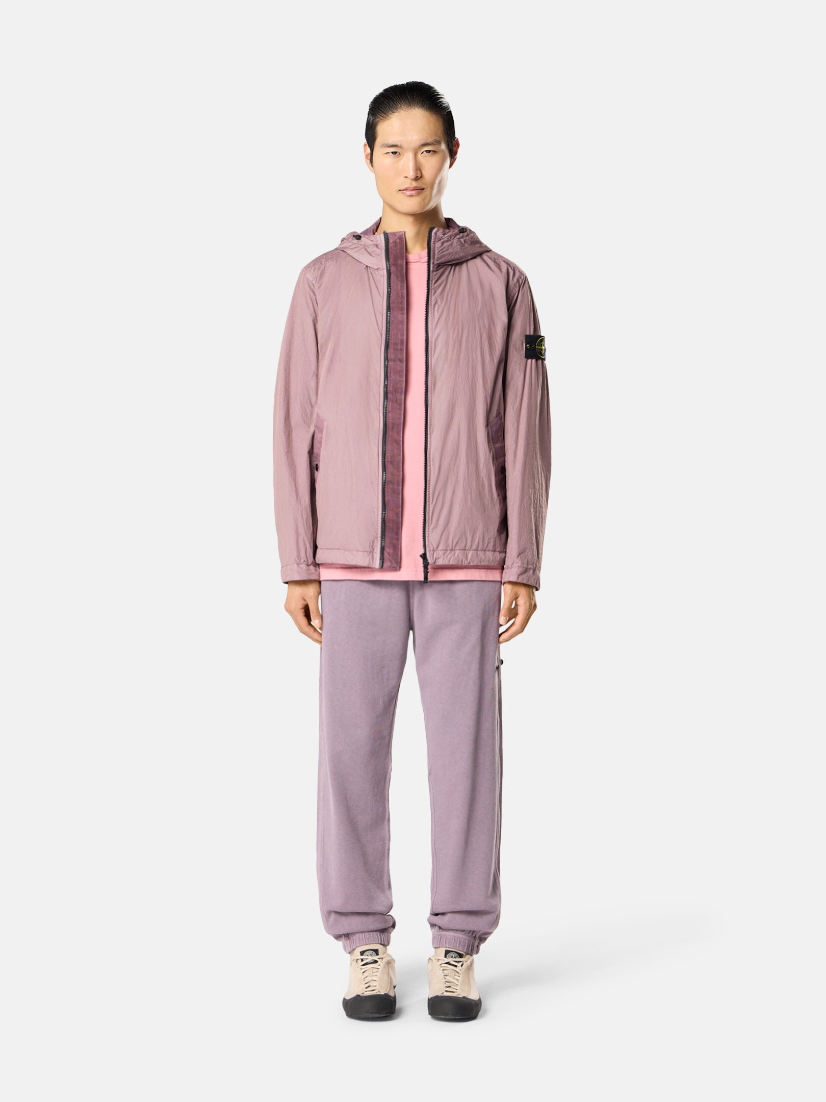 Purple Gray Hooded jacket with wind resistance and anti-drop