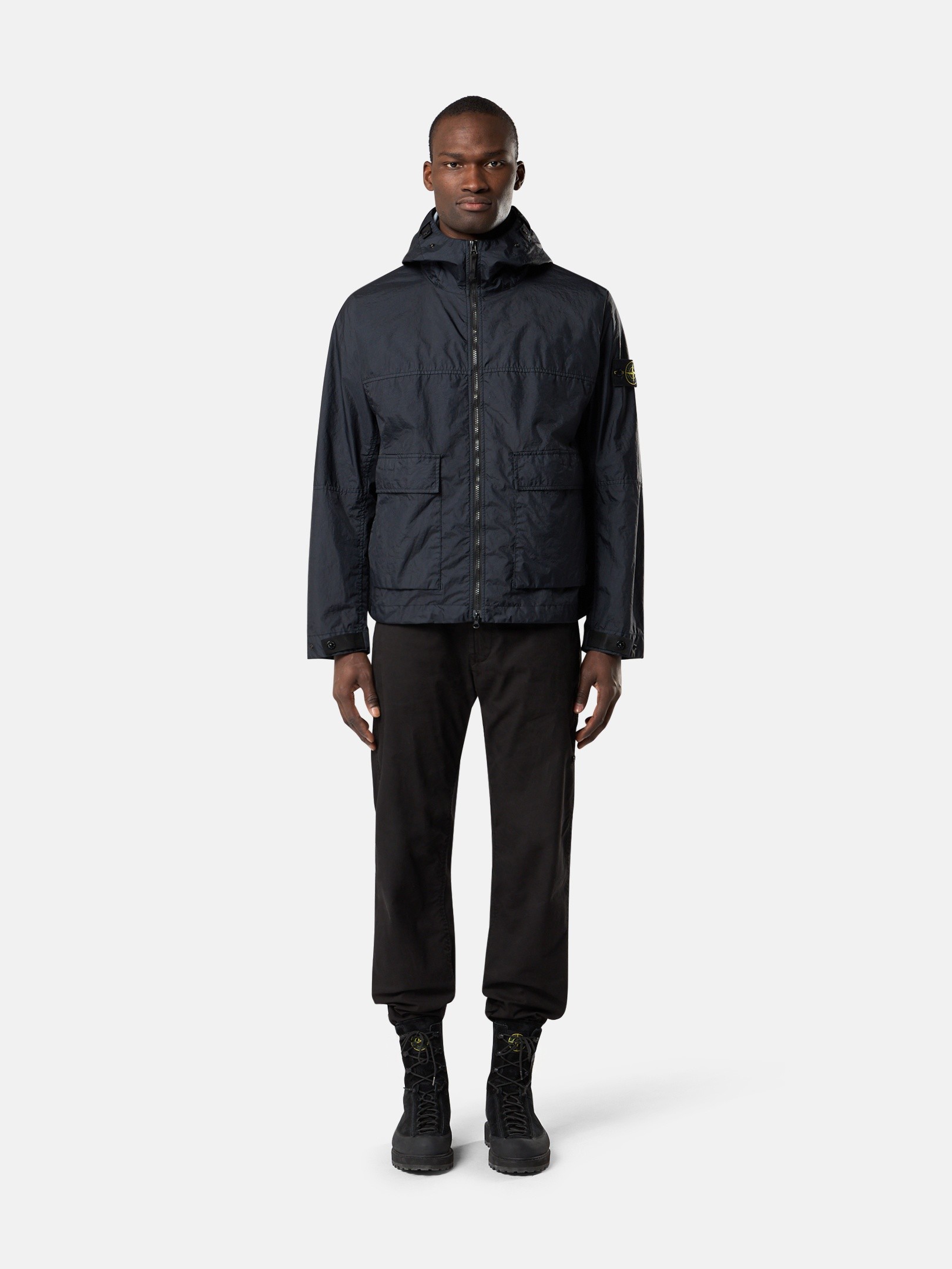 Navy Blue Hooded jacket with water-resistant membrane 4100004