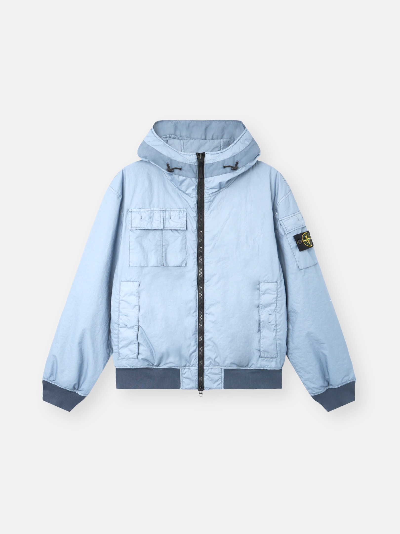 Avio Blue Hooded padded jacket with water-resistant membrane