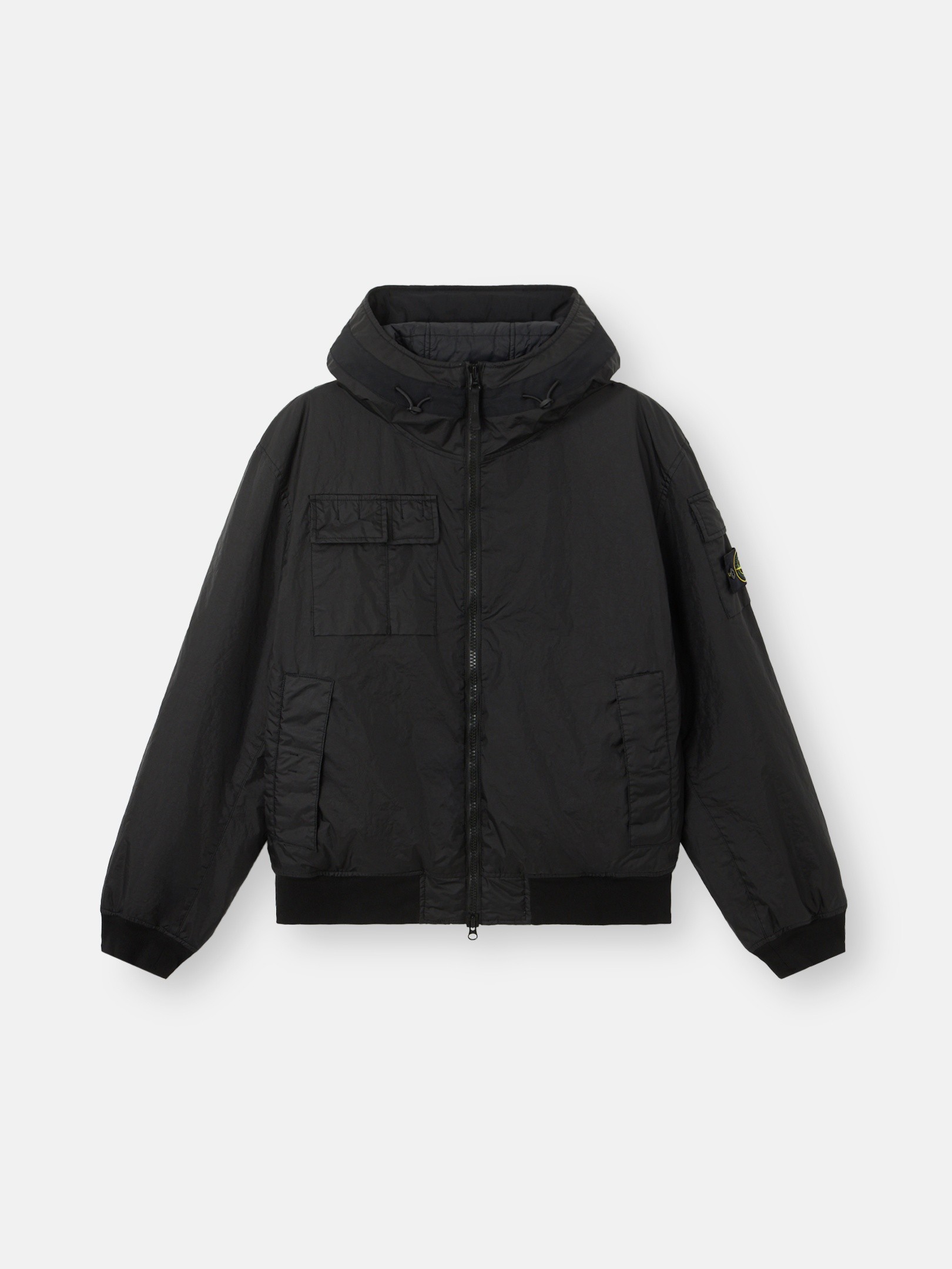 ブラック フード付き中綿入りジャケット 耐水性メンブレン 4100005
