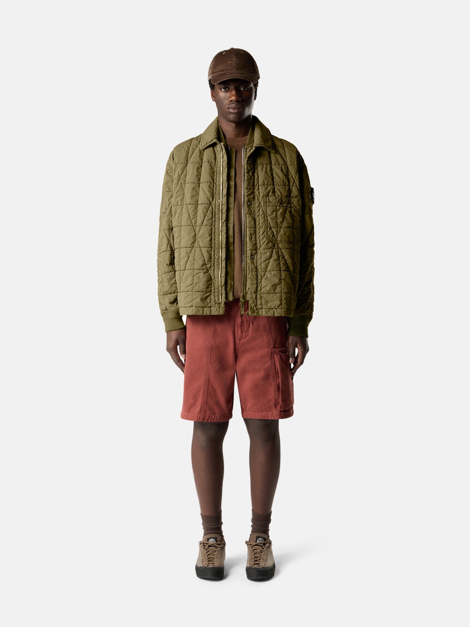 Military Green Quilted coach jacket with resin coating and anti