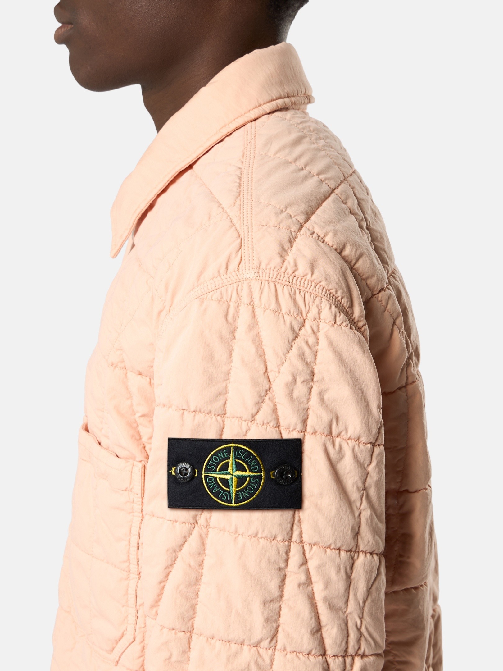 Plaster Pink Quilted coach jacket with resin coating and anti-drop