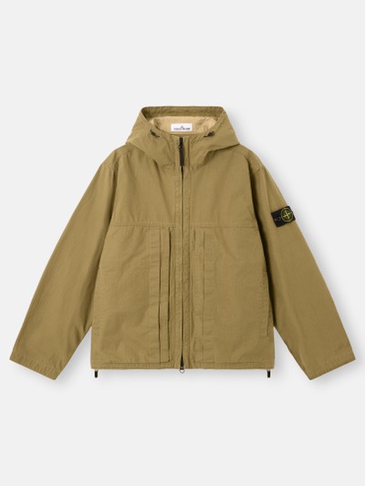 ジャケット・アウター STONE  Cotton Resin Coated Zipped Military Green Hooded jacket with pigmented resin 4100012 DOUBLE