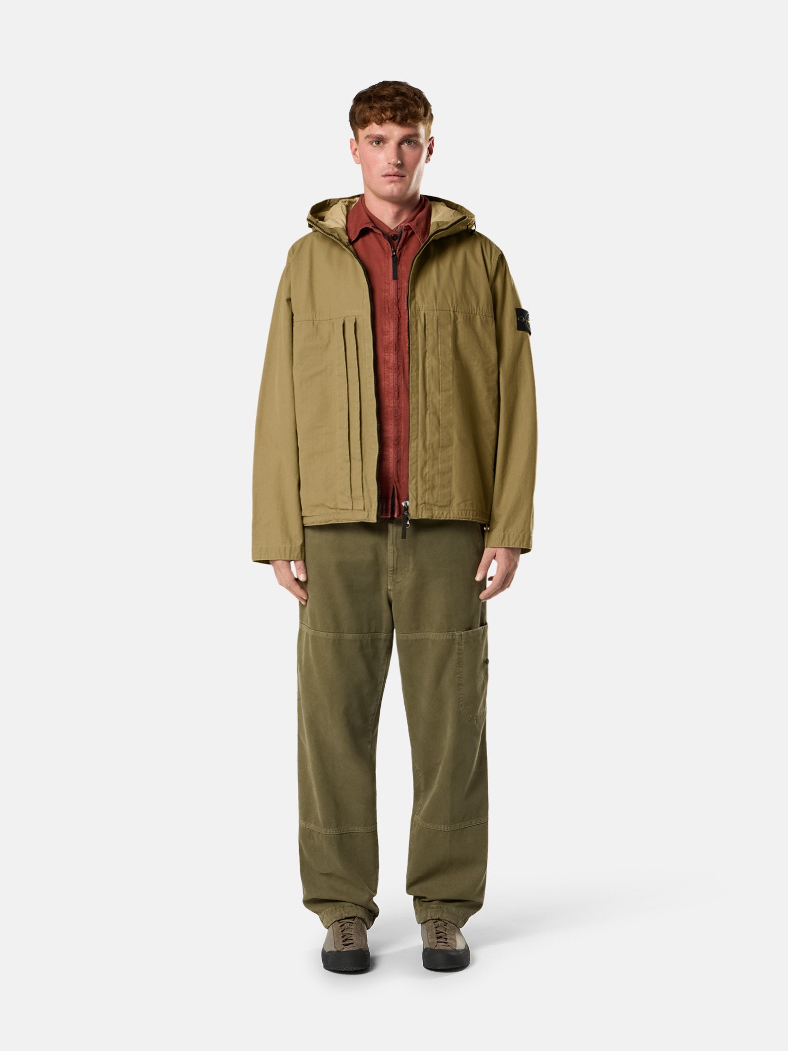 Military Green Hooded jacket with pigmented resin 4100012 DOUBLE