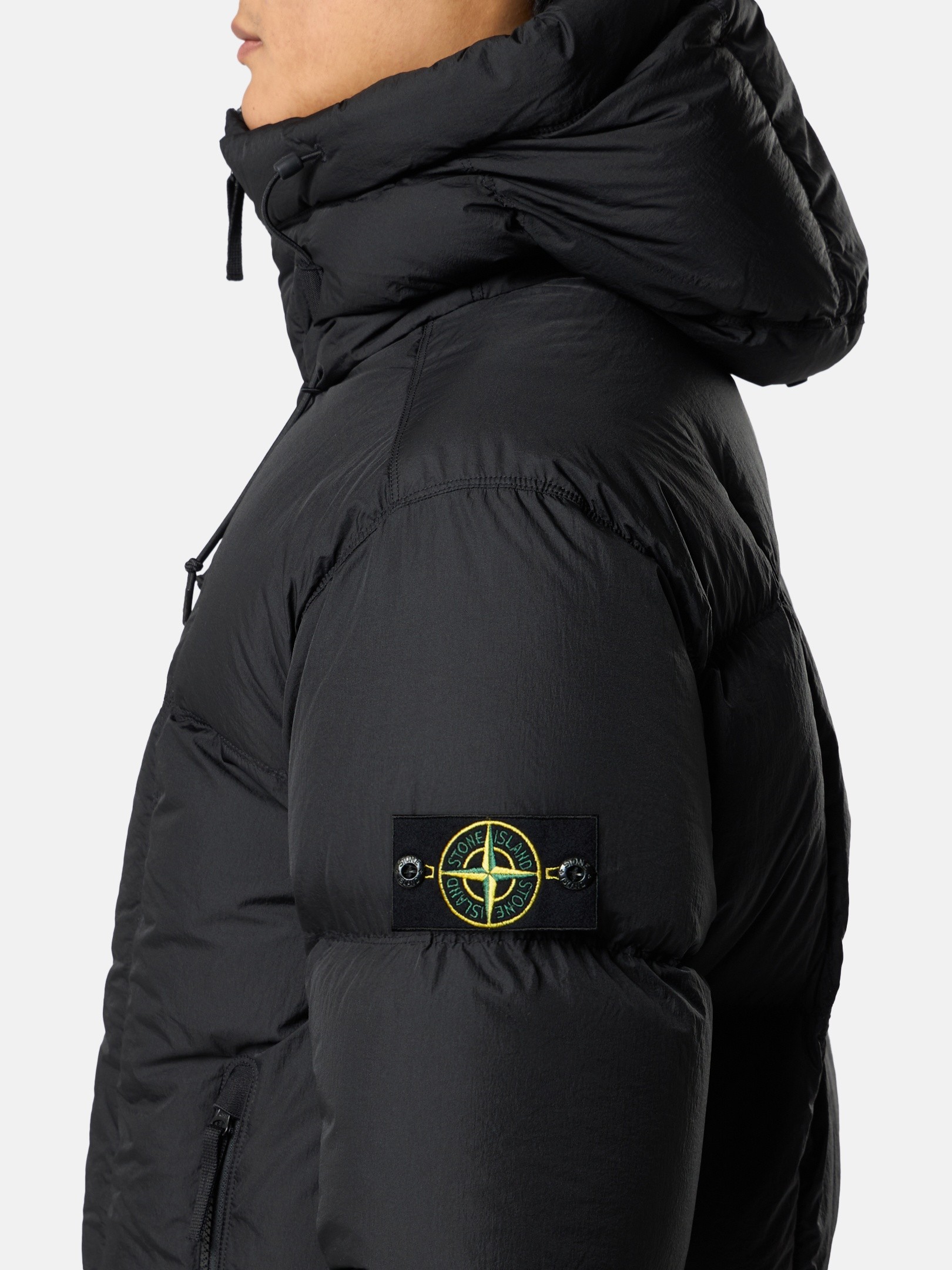 Black Lightweight hooded down jacket 4100016 SEAM FADED LIGHT 