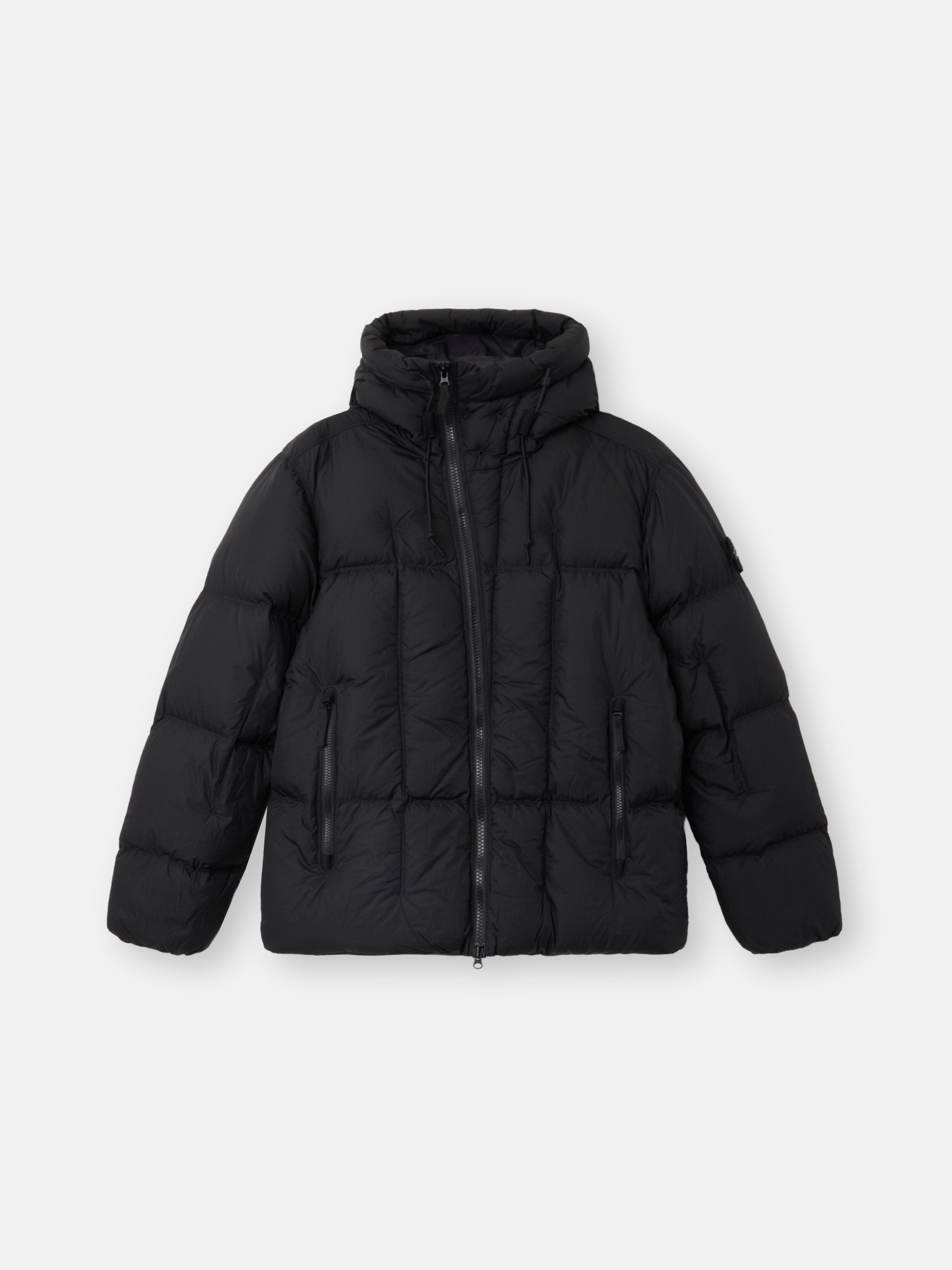Black Lightweight hooded down jacket 4100016 SEAM FADED LIGHT 
