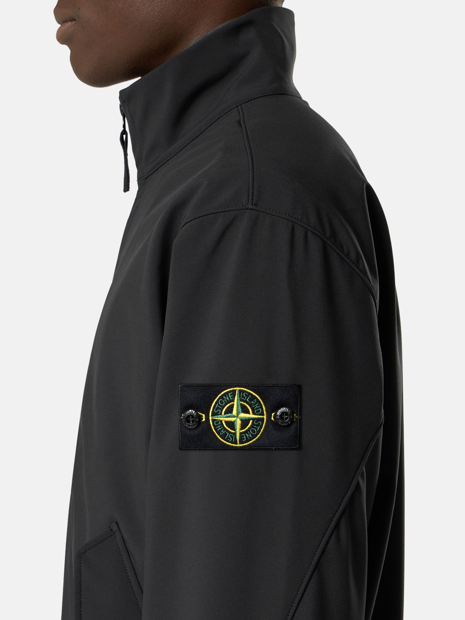 Black Stand collar jacket with water- and wind-resistant membrane 