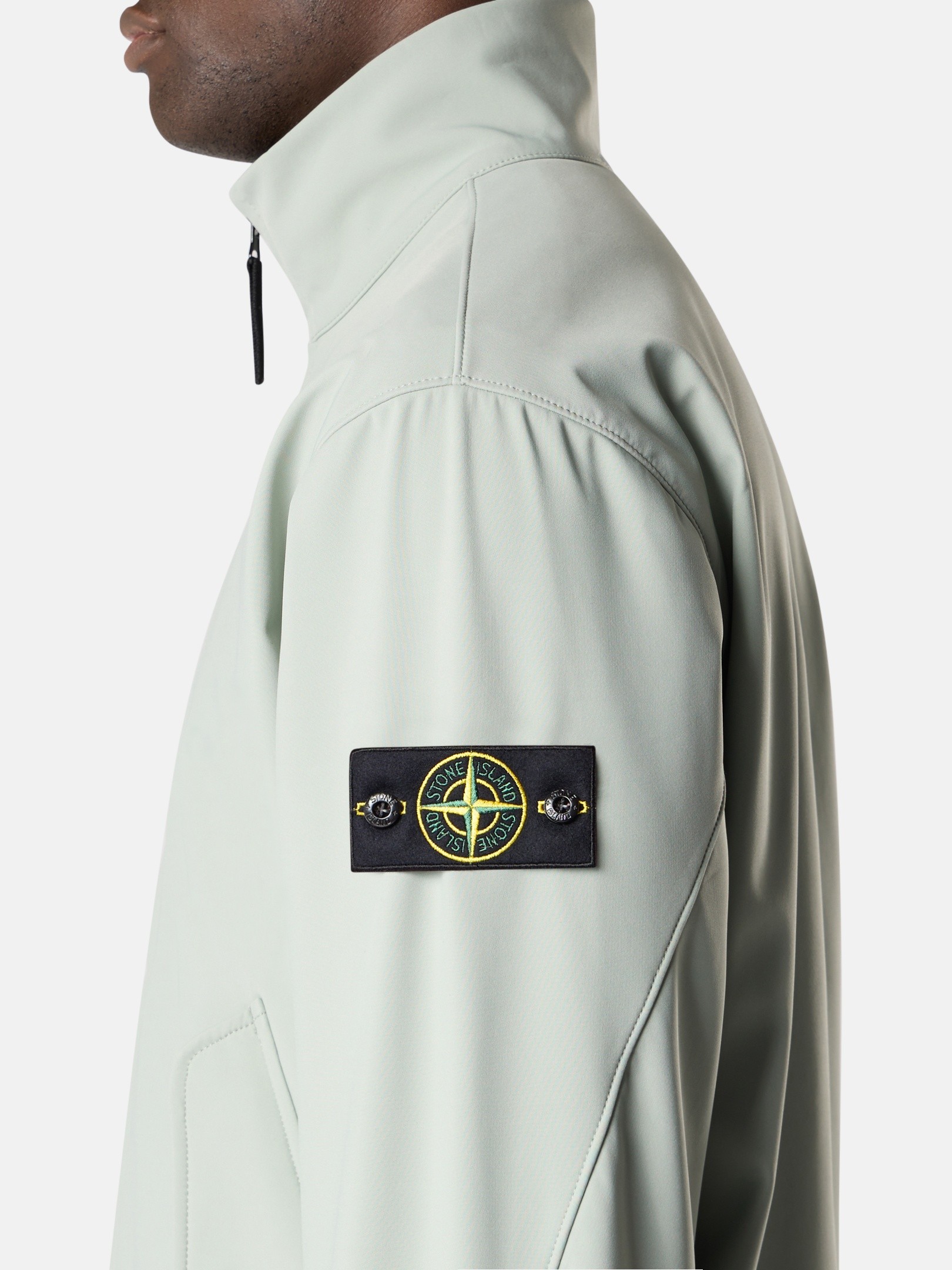 Sage Green Stand collar jacket with water- and wind-resistant