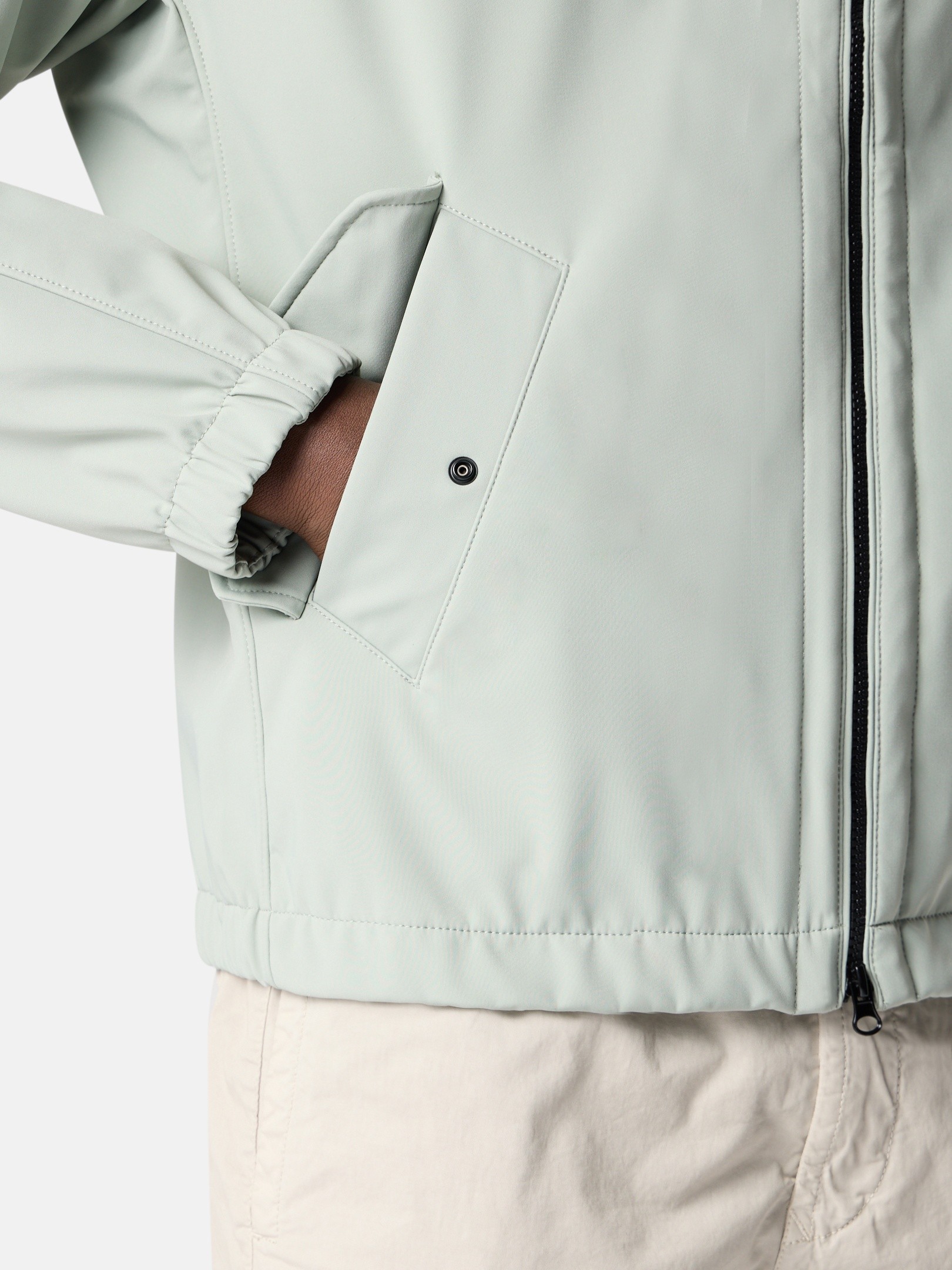 Sage Green Stand collar jacket with water- and wind-resistant
