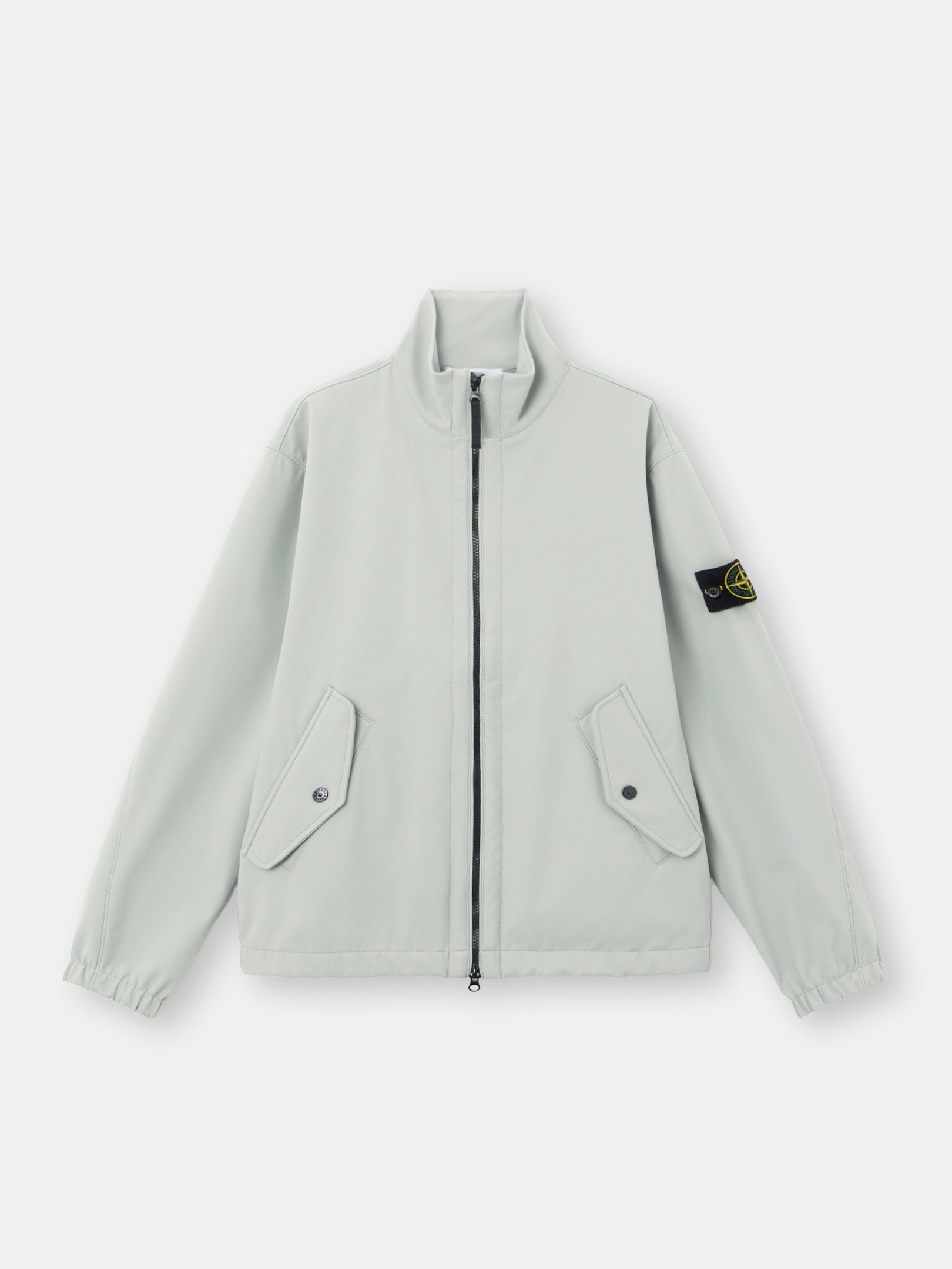 Sage Green Stand collar jacket with water- and wind-resistant