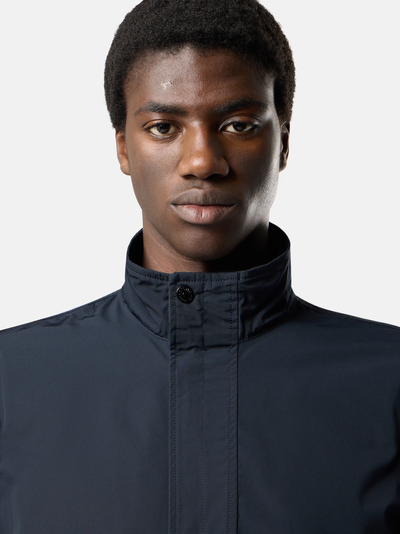Navy Blue Stand collar jacket with anti-drop 4100033 MICRO TWILL