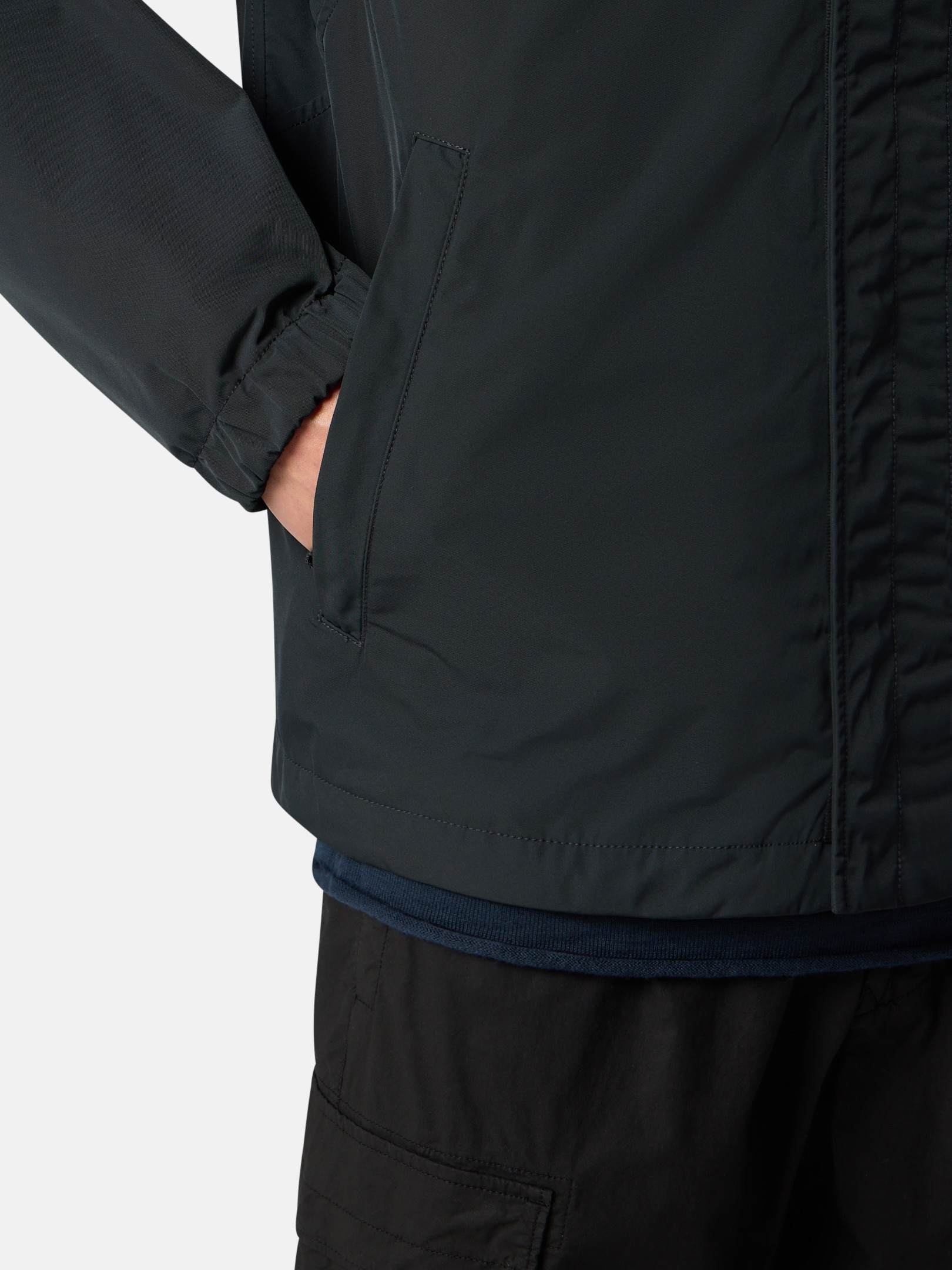 Black Stand collar jacket with anti-drop 4100033 MICRO TWILL