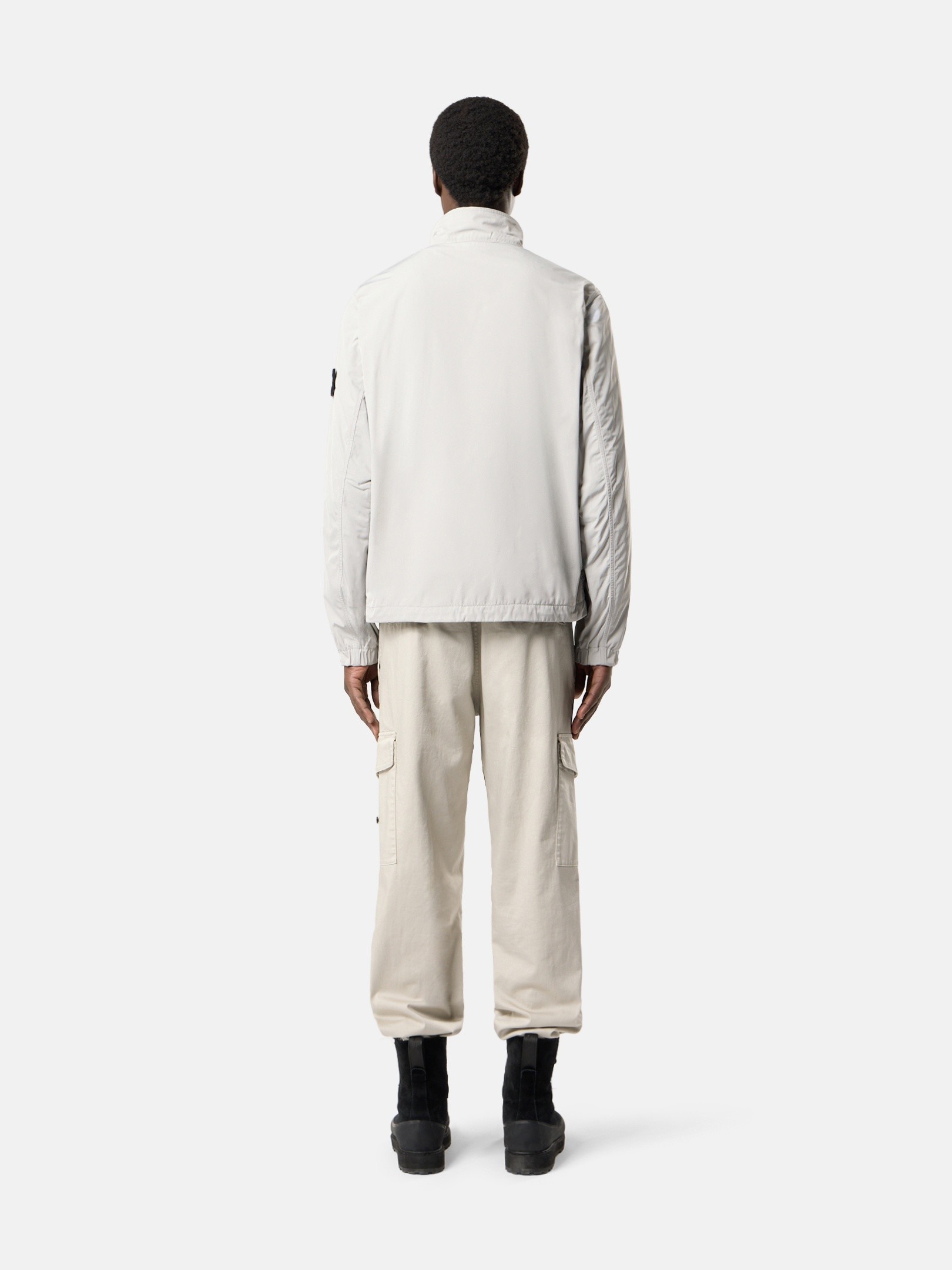 Pearl Grey Stand collar jacket with anti-drop 4100033 MICRO TWILL