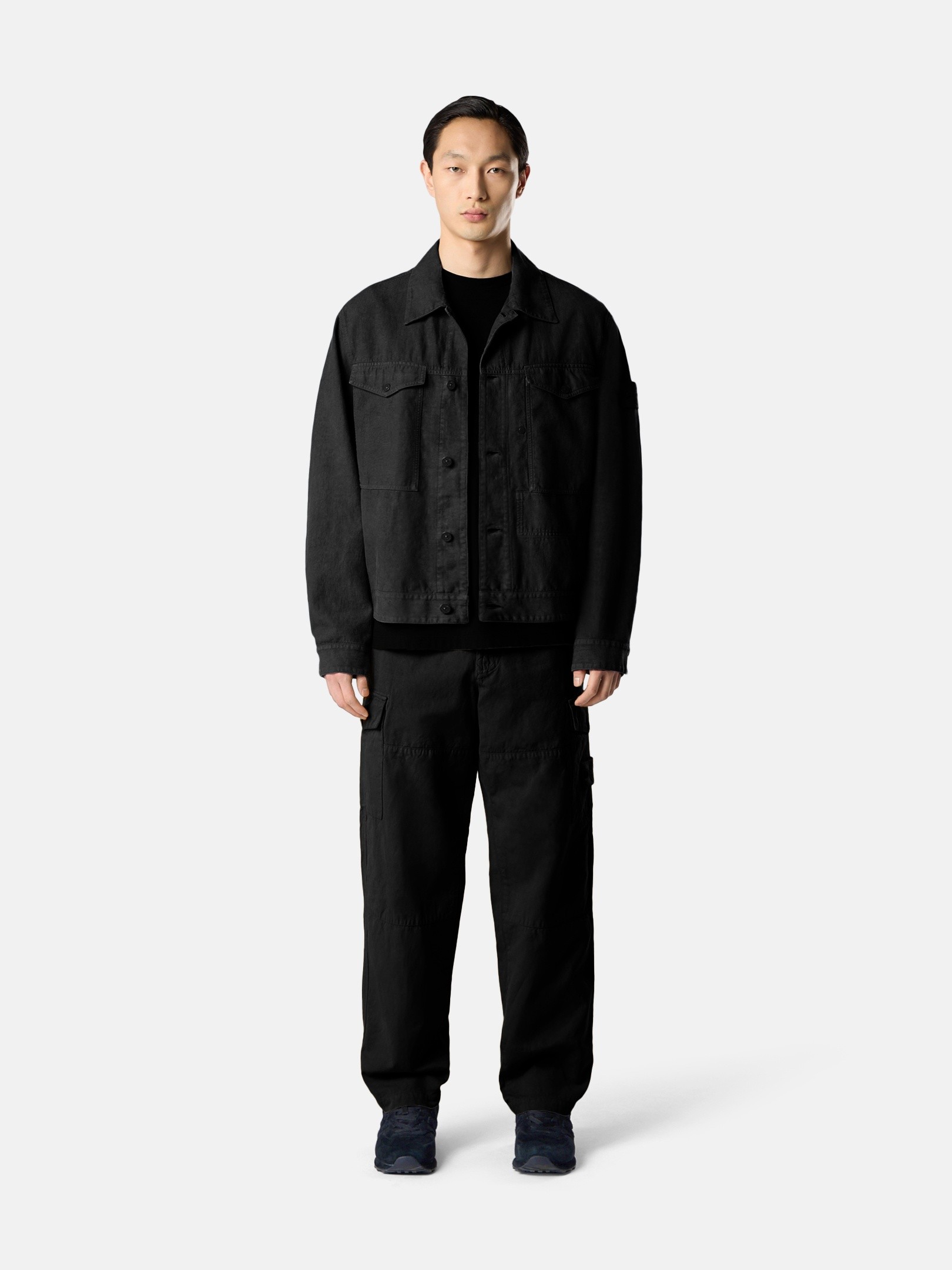 ブラック コーチジャケット 撥水加工 4100040 BONDED LINEN-TC_S.I