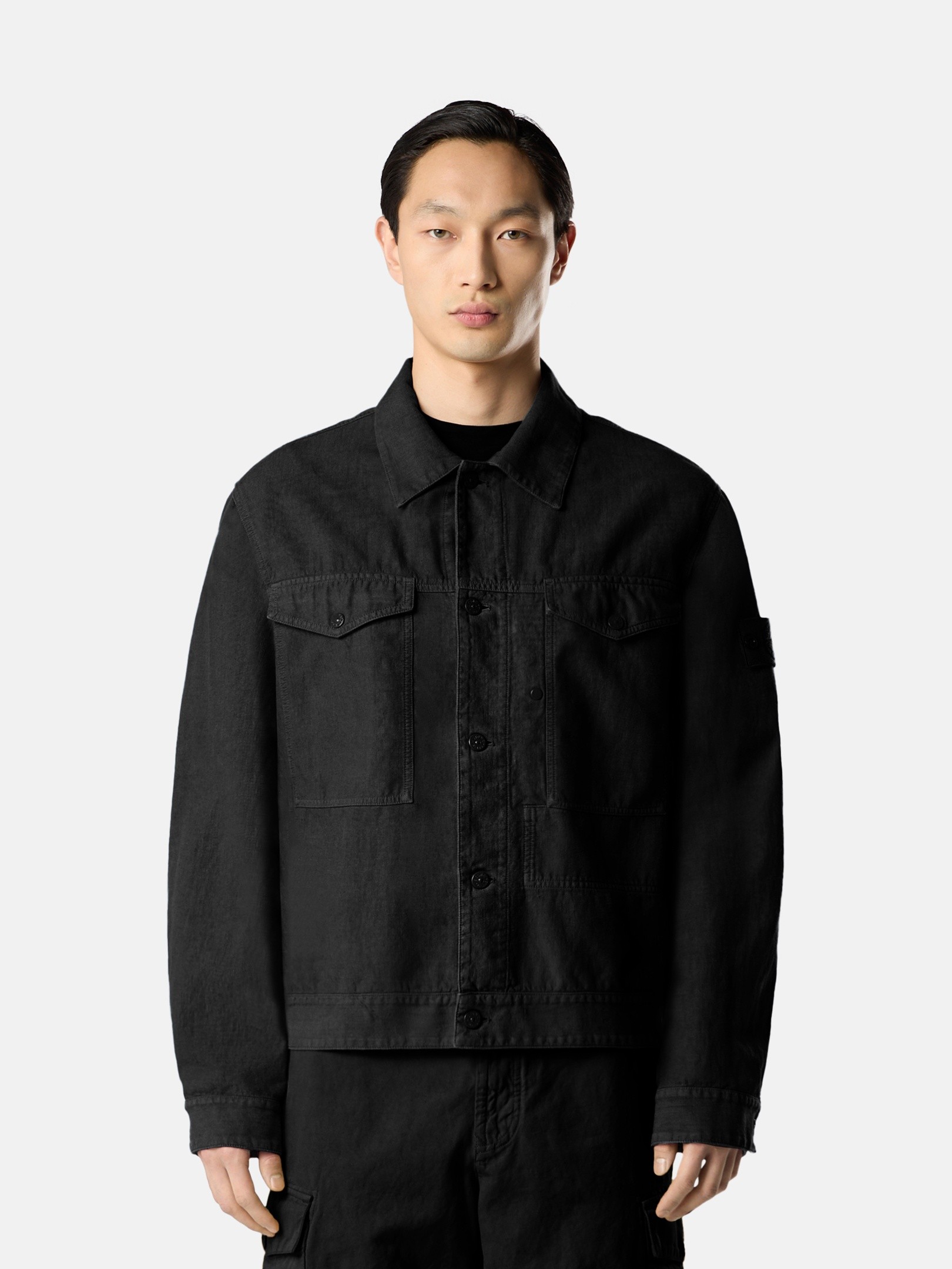 Black Coach jacket with anti-drop 4100040 BONDED LINEN-TC_S.I